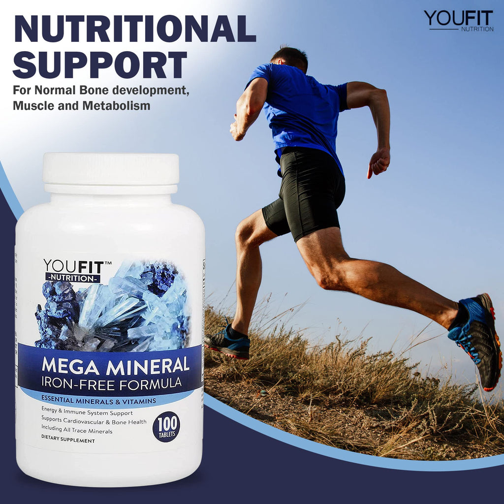 Mega Minerals Supplement by Youfit Nutrition | Trace Minerals | Premium Formula with Source of Minerals and Immune Health Support | Iron Free | All in One