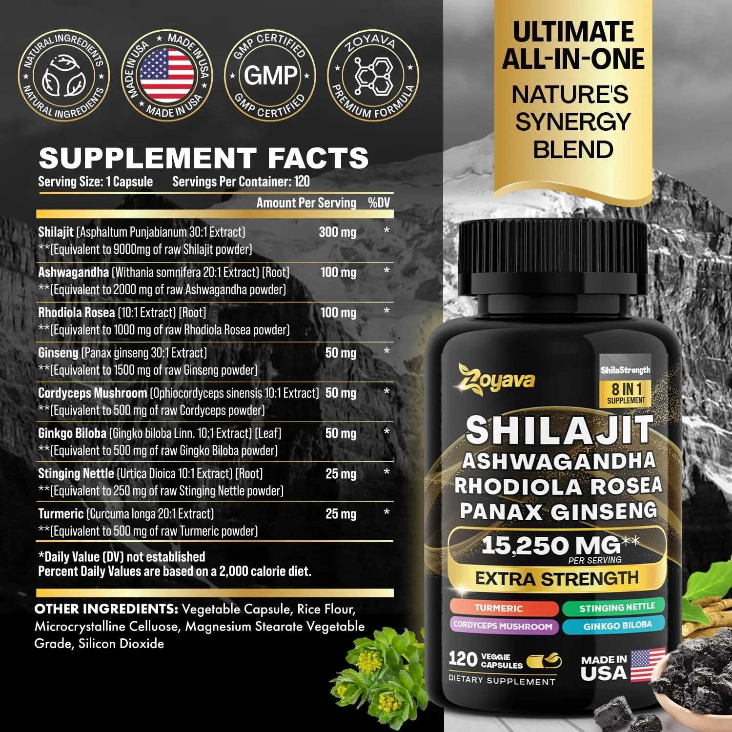 Zoyava Shilajit 9000MG Radiant Health Blend Ashwagandha 2000MG Rhodiola Rosea Zoyava Au supplements