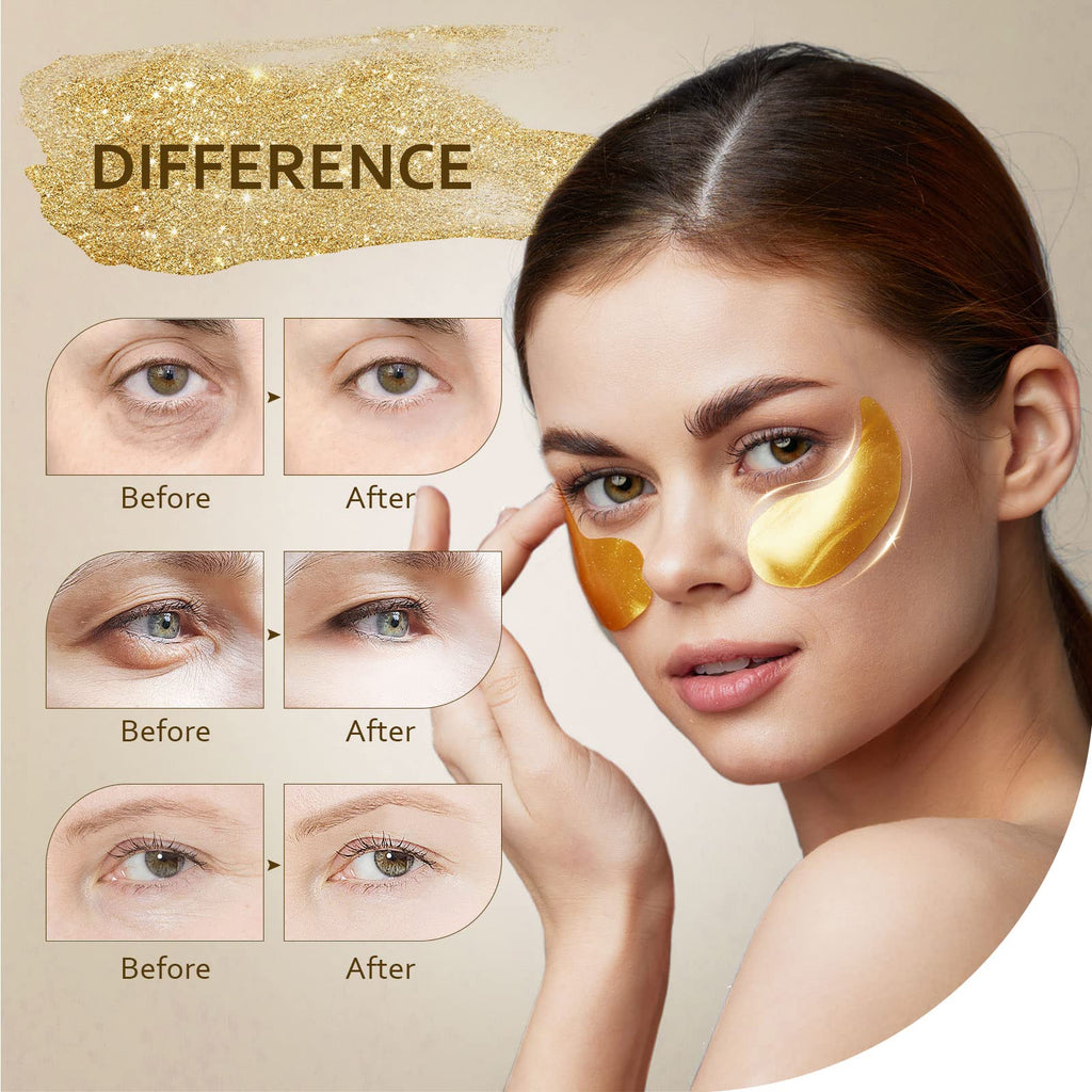 Taimand Under Eye Patches (30 Pairs), 24K Gold Under Eye Mask for Puffy Eyes, Dark Circles,Bags and Wrinkles with Collagen
