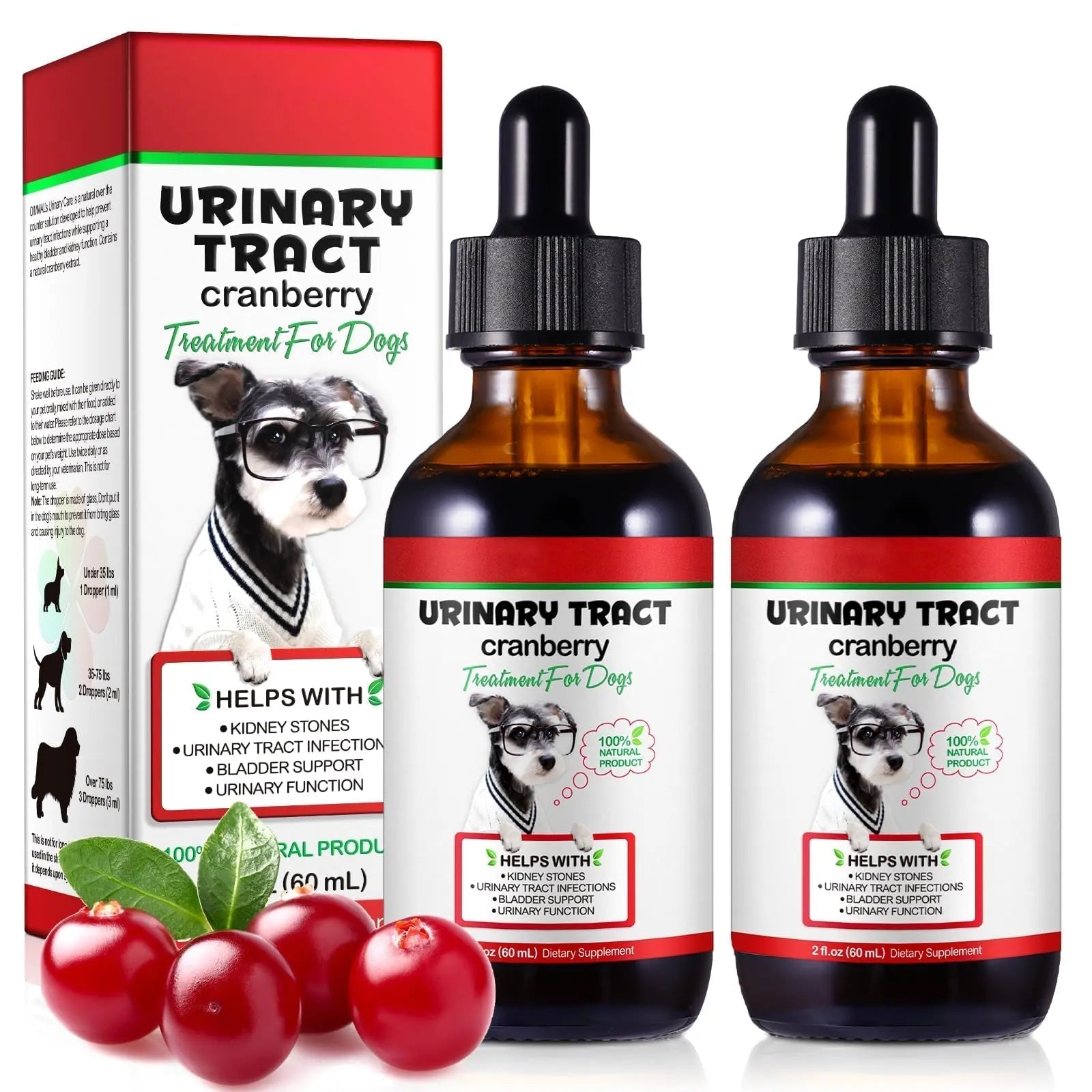Dog UTI Treatment - Urinary Tract Infection Treatments, Kidney+Bladder Support Supplement, Natural Cranberry Extract for Dogs, Supports Urinary and Digestive Health (2 Fl Oz (Pack of 2)) Onznoz Au supplements