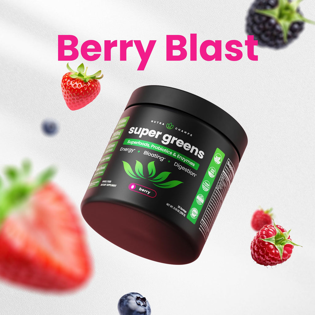SuperGreens Powder, 40+ Organic Superfoods, Probiotics & Enzymes for Energy, Digestion, Gut Health & Bloating | Organic Fruit & Veggie Drink Mix, Daily Green Juice