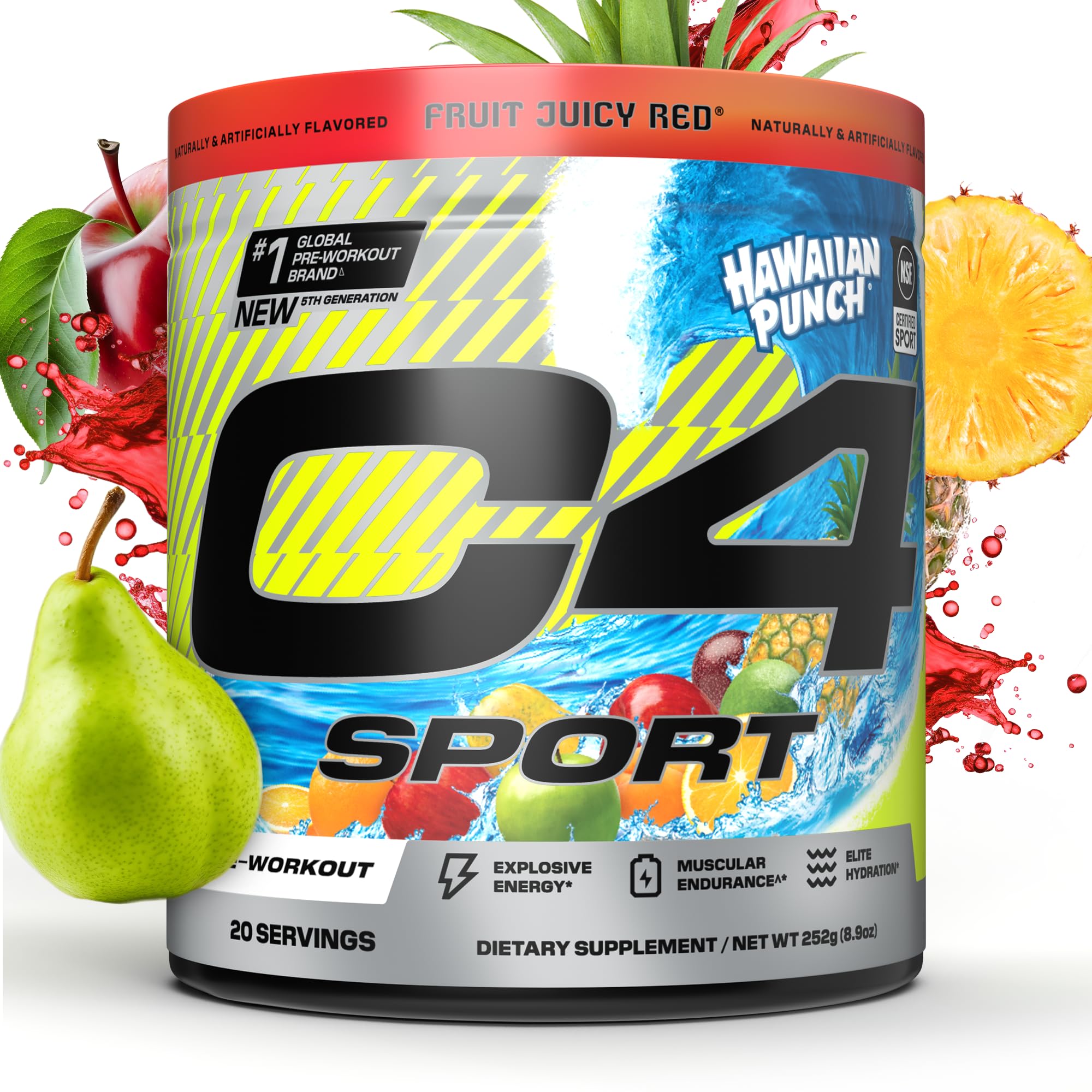 C4 Sport Pre Workout Powder - NSF Certified for Sport - Elite Hydration - 200mg Caffeine + Creatine + Beta-Alanine - Electrolytes and Energy Supplement