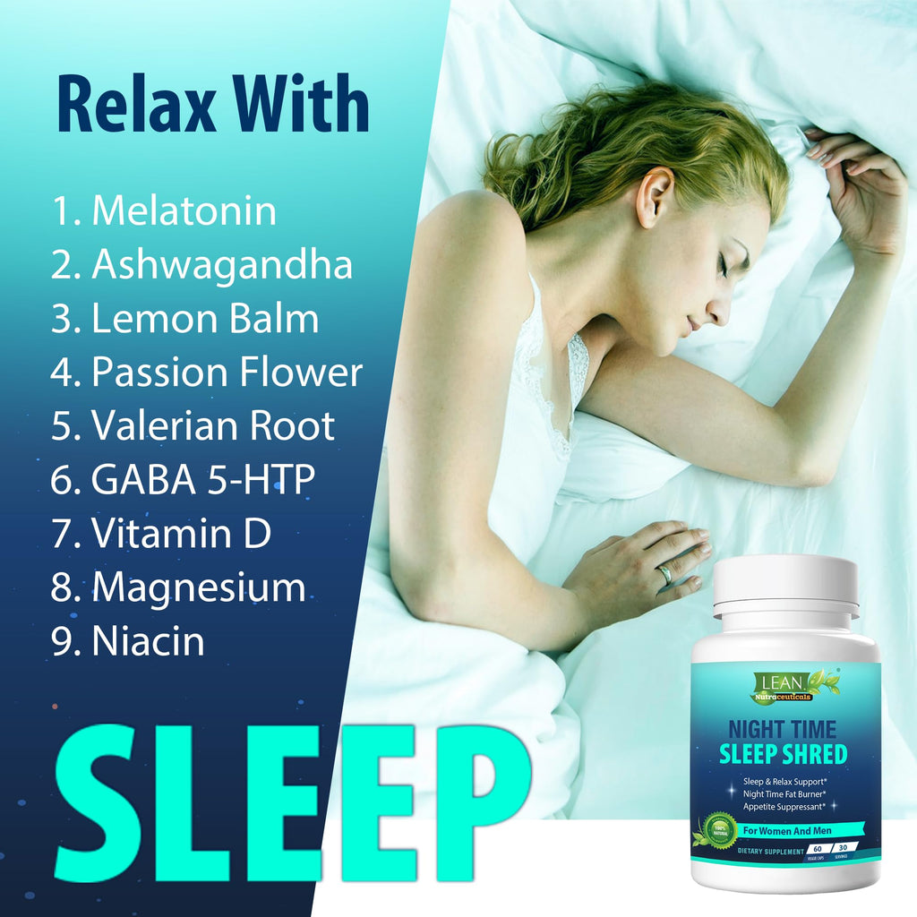 Night Time Sleep Shred Fast Fat Burner, Weight Loss Aid Pill, Appetite Suppressant Carb LEAN Nutraceuticals Au supplements