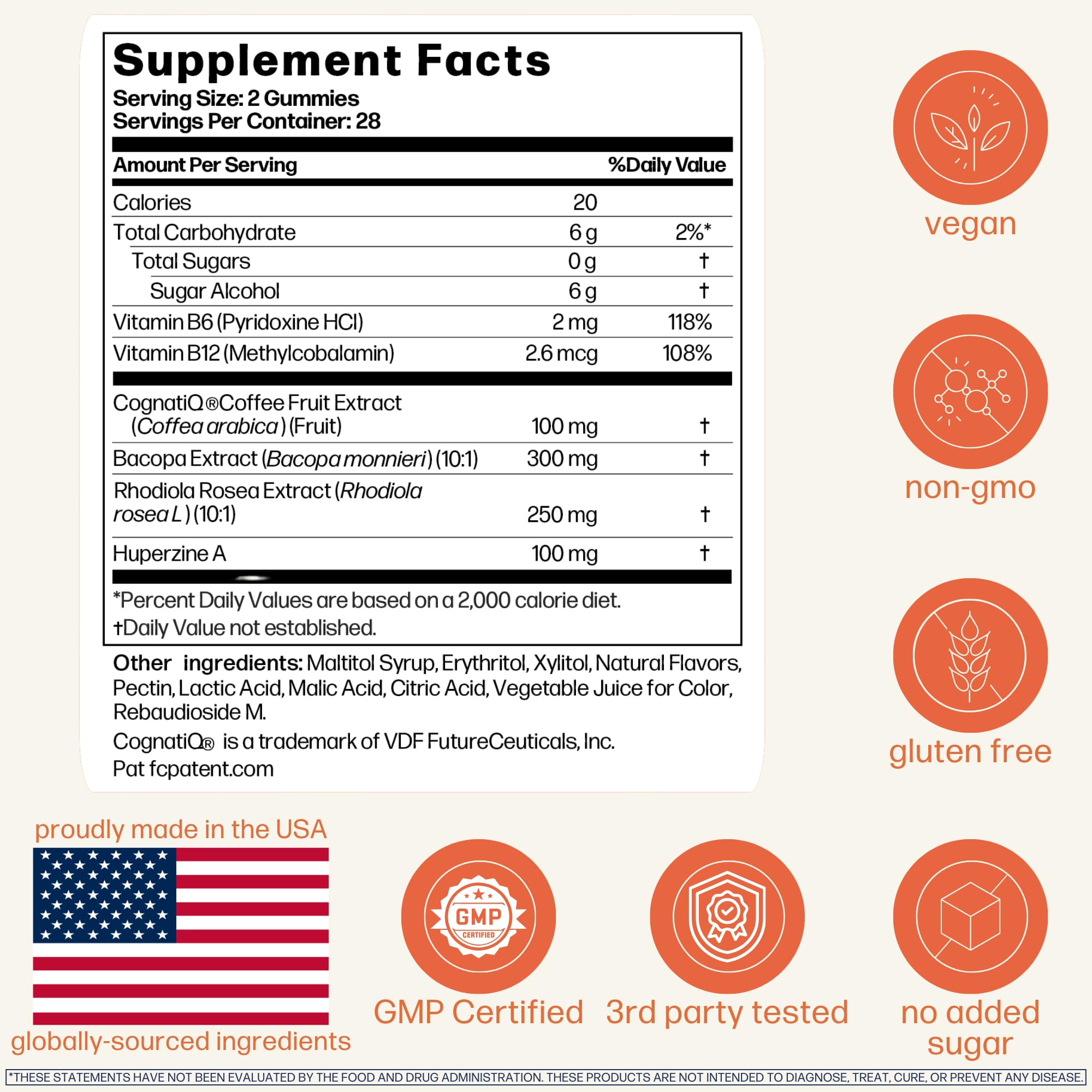 Avantera Elevate Gummies Premium Nootropic Supplement - Beat Brain Fog - Best Focus Supplements for Memory & Focus Support - Energy Without Crash - 60 Gummies for Women & Men Avantera Au supplements