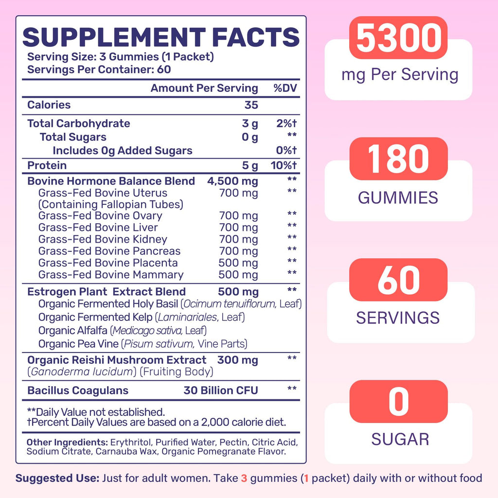 (180 Gummies) Beef Organ Supplement for Women - 5300mg Beef Liver, Kidney, Uterus & 10 More, for Hormone Balance, Menstruation, Energy, Immunity, Gut & Skin Health - 100% Grass Fed & Pasture Raise Fepoukak Au supplements