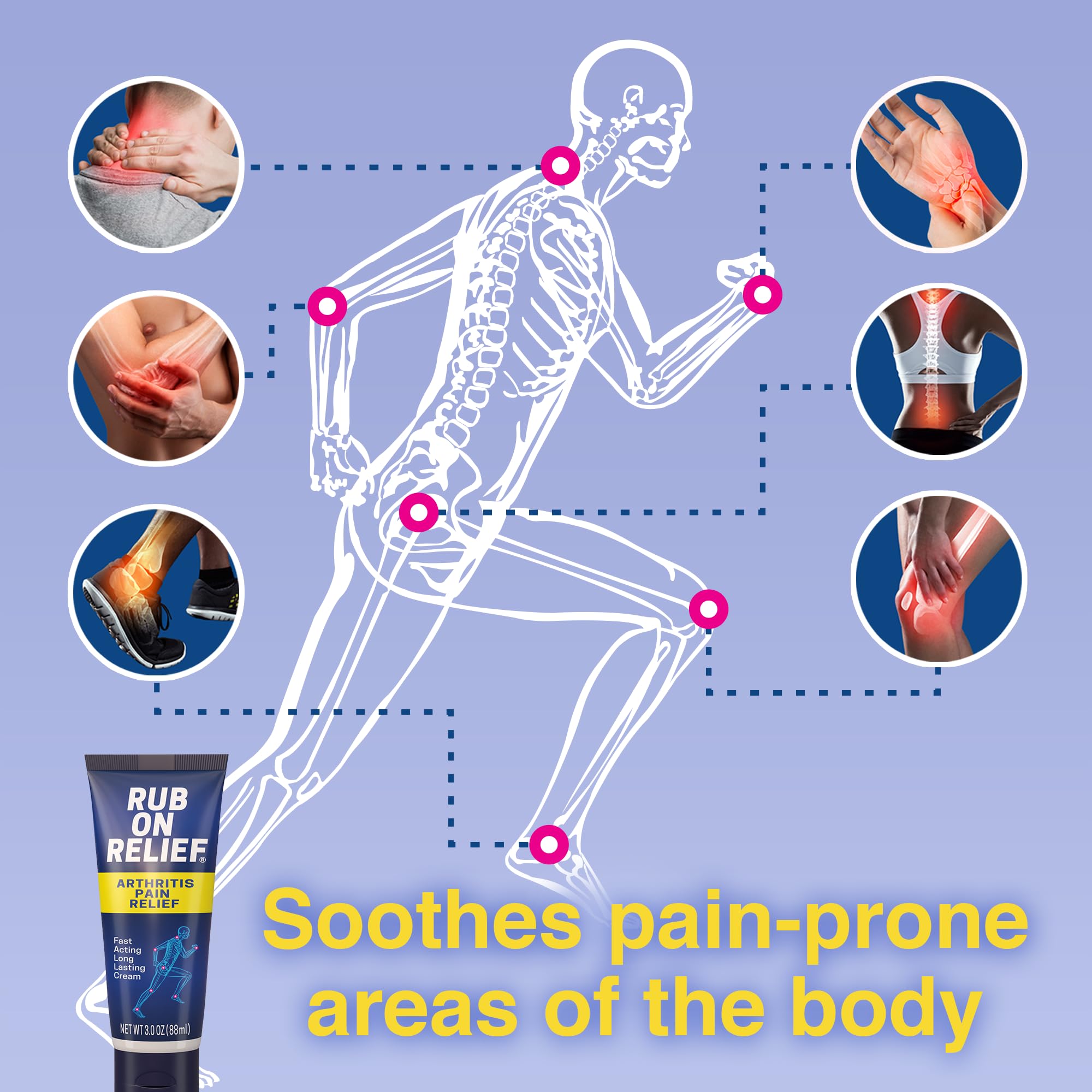 RUB ON RELIEF Arthritis Pain Relief Cream – 10-in-1 Non-Greasy Joints Pain Cream for Knees, Back, Neck, Hands, & Muscle Aches with Menthol, Camphor, Arnica, MSM & Turmeric Up to 8 Hours, 3oz (1 Pack) RUB ON RELIEF Au supplements