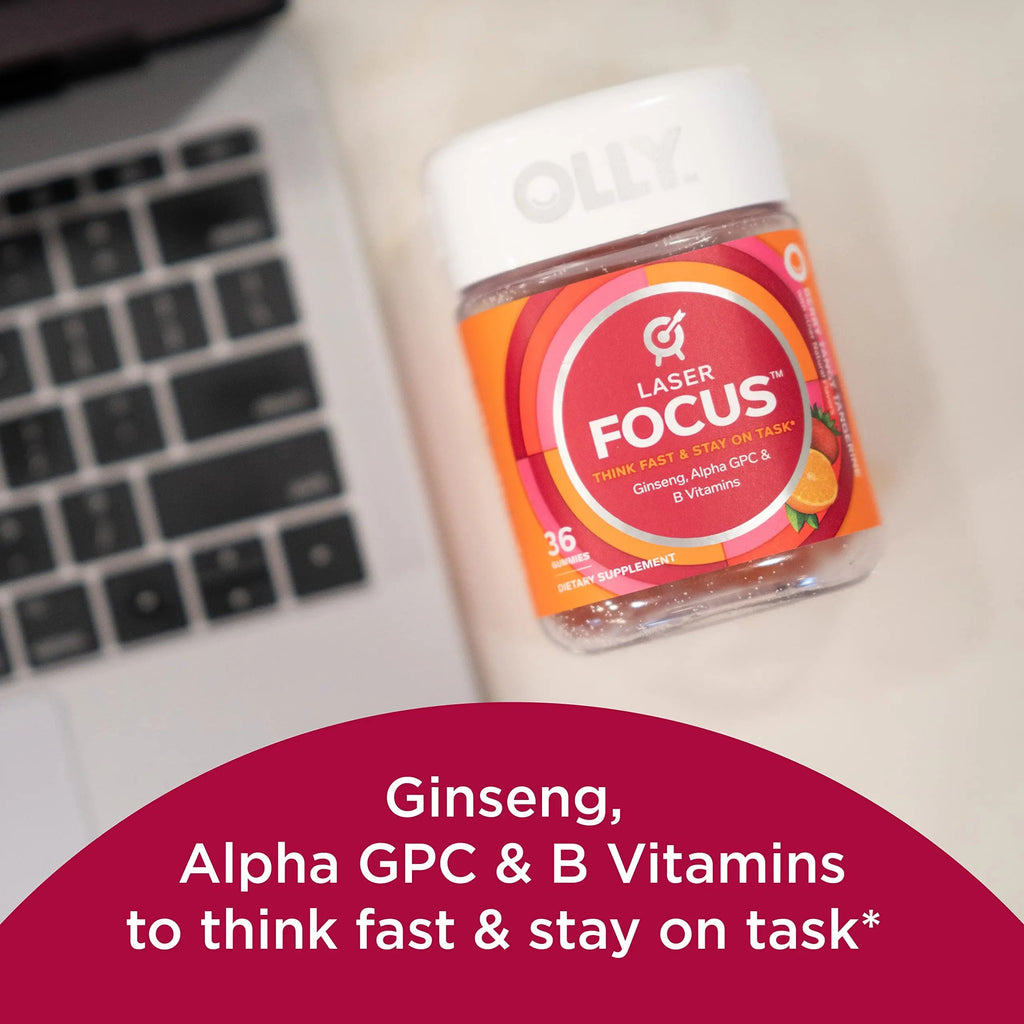 OLLY Laser Focus Gummy, Ginseng, Alpha GPC, B Vitamins, Berry Tangerine Flavor OLLY Au supplements