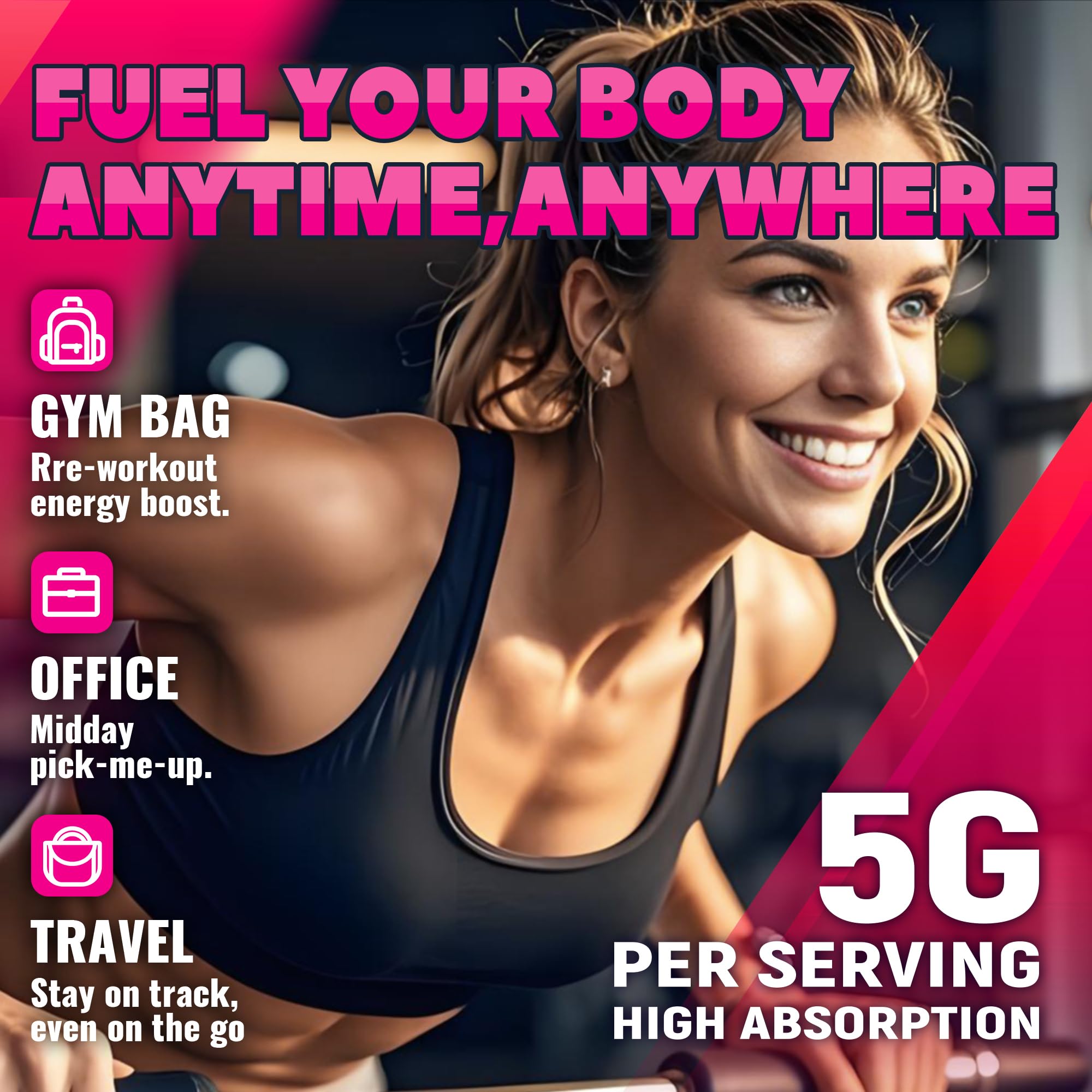 GlucoBio Creatine Monohydrate Gummies (5g) – Pre-Workout Energy & Muscle Growth Support for Men & Women