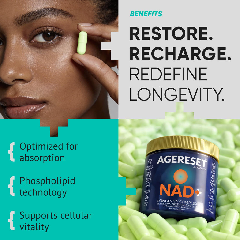 JoysLife AGERESET NAD Supplement NMN Alternative Liposomal + Gotu Kola for Women & Men w/Resveratrol, Quercetin, Gotu Kola JoysLife Au supplements