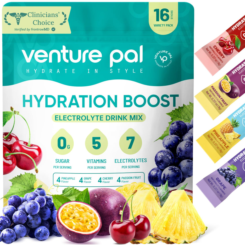 Venture Pal Sugar Free Electrolyte Powder Packets - Liquid Daily IV Drink Mix for Rapid Hydration & Party Recovery | 5 Vitamins & 7 Electrolytes| Keto Friendly