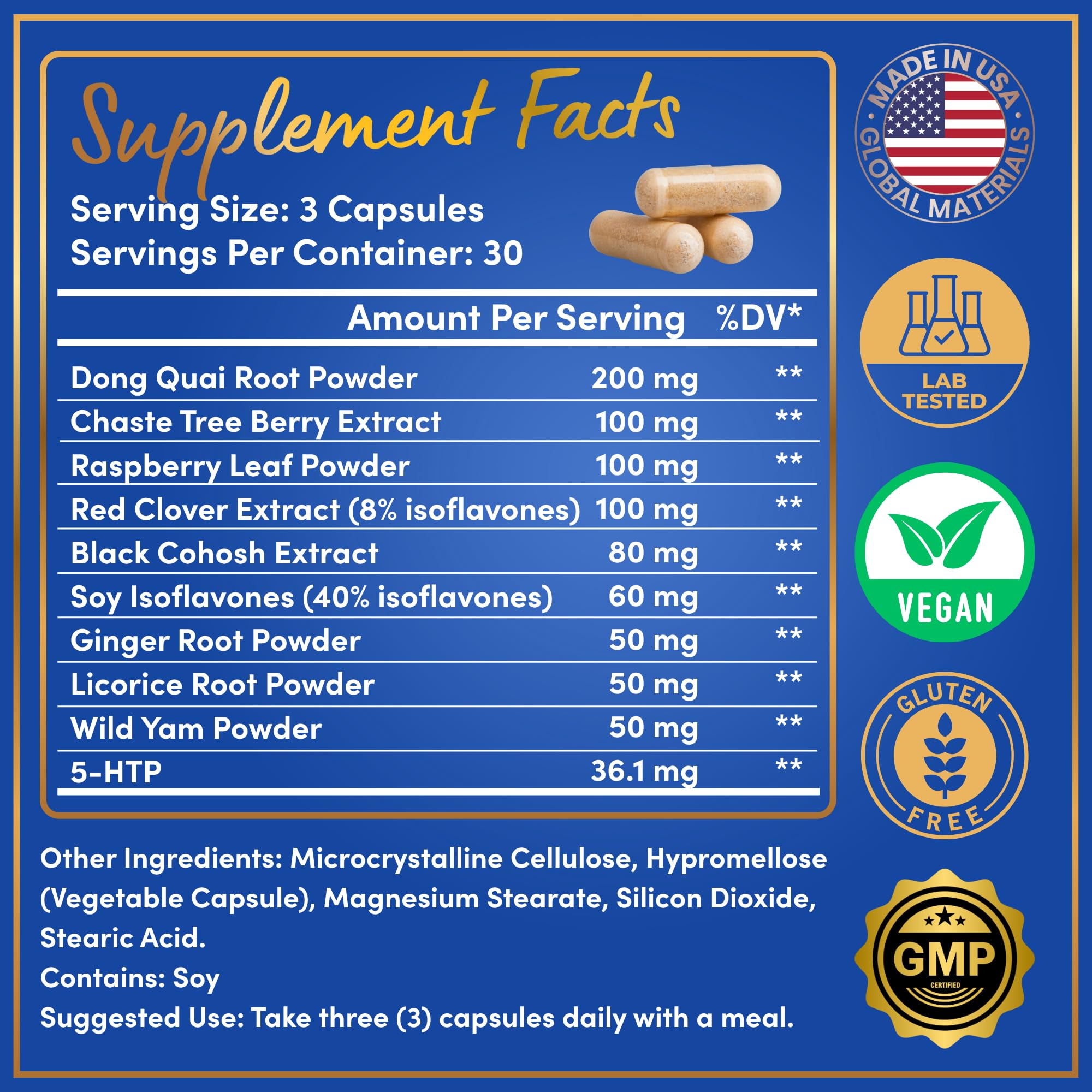 Menopause Supplements for Women - 5-HTP, Dong Quai, Black Cohosh for Menopause Hot Flashes, Night Sweats Relief Support - Womens Pre Meno Premenopausal Perimenopause Supplement - 90 Caps WINDSOR BOTANICALS Au supplements