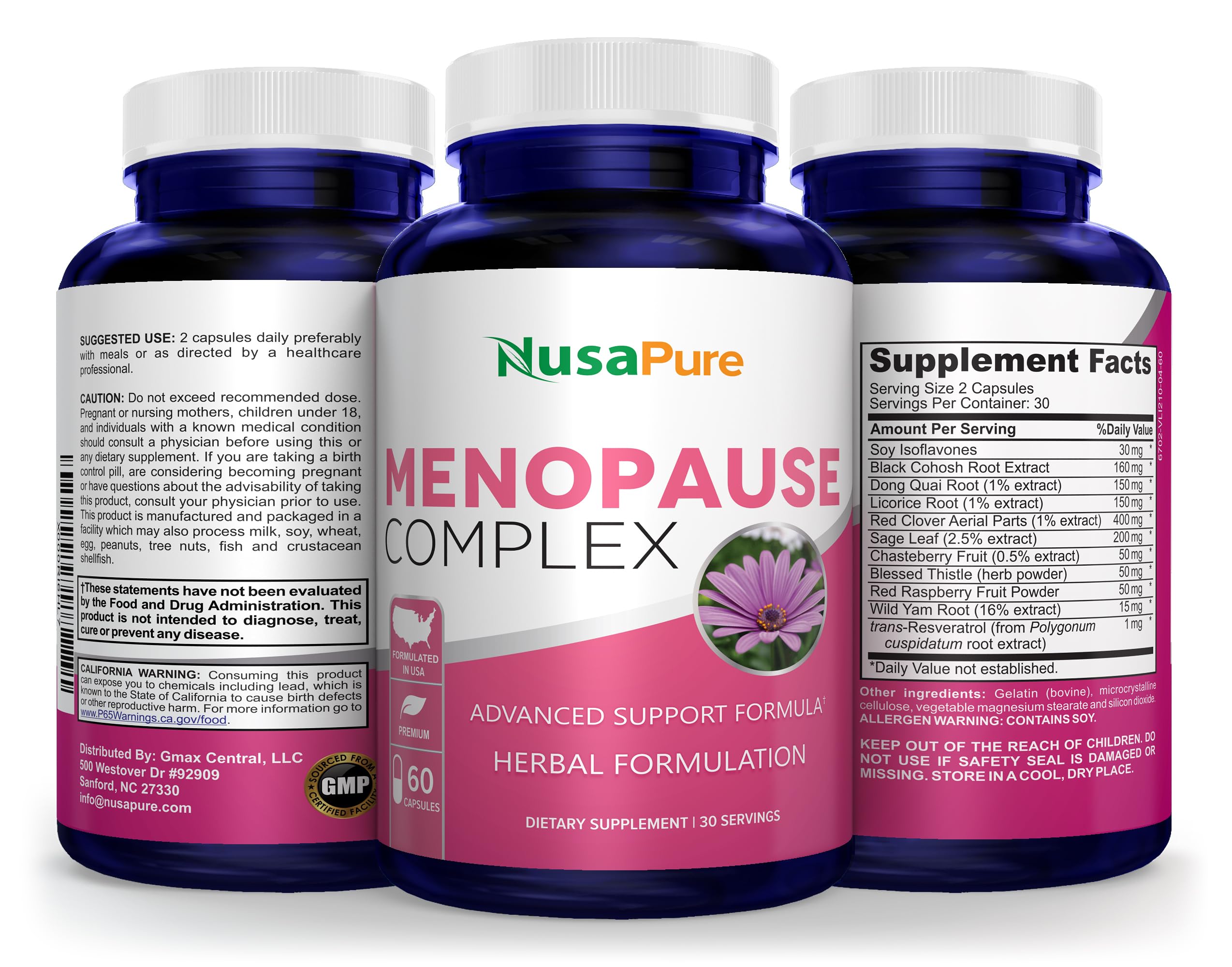 NusaPure Menopause Complex : Black Cohosh and Herbal Ingredients - 60 Capsules NusaPure Au supplements