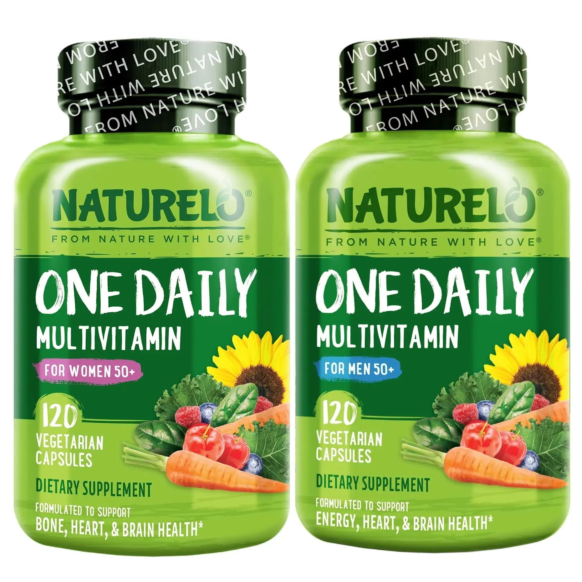 NATURELO One Daily Multivitamin for Men 50+, 120 Capsules One Daily Multivitamin for Women 50+ (Iron Free), 120 Capsules - 4 Month Supply Bundle NATURELO Au supplements
