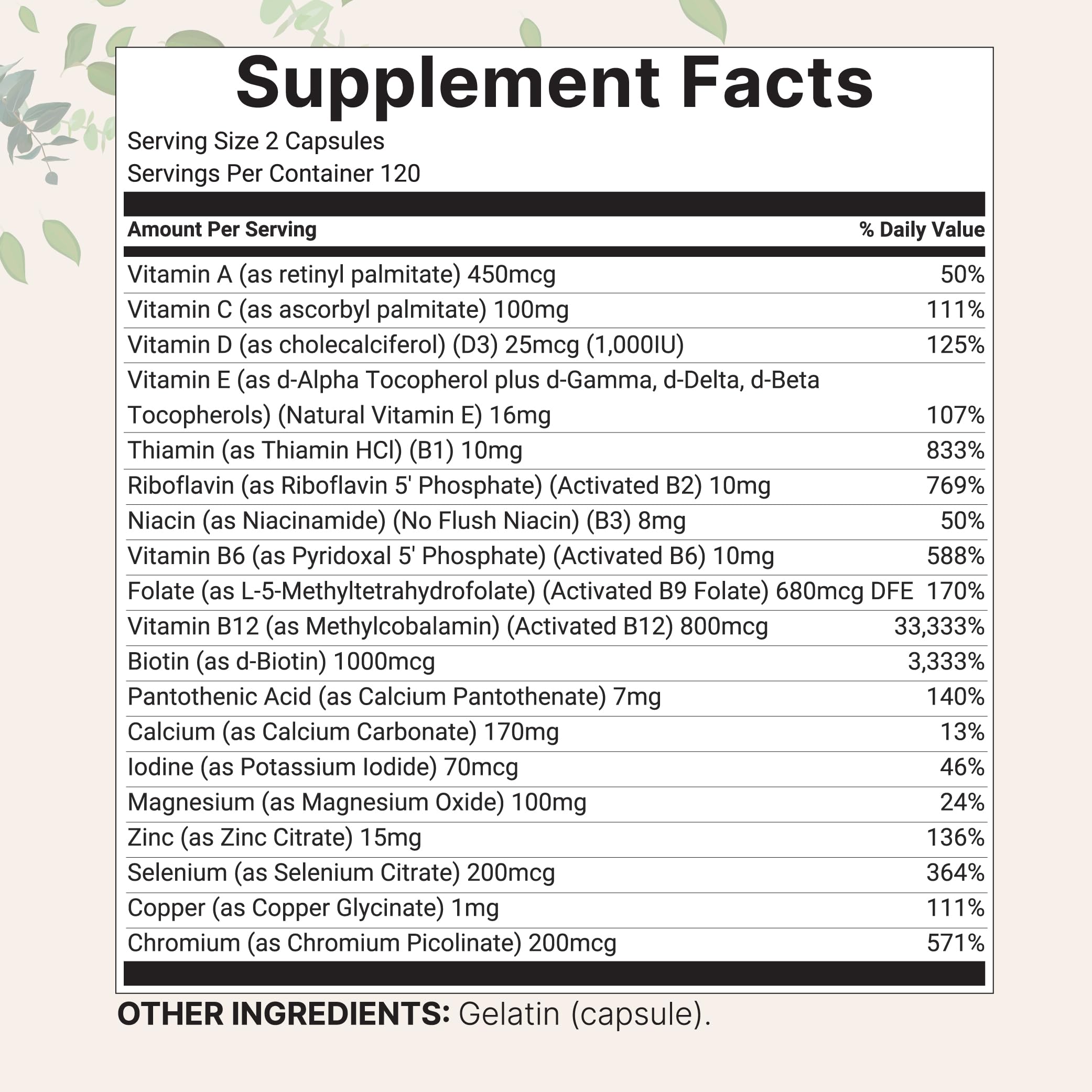 Micro Ingredients Pure Methylated Multivitamin, 240 Capsules | 19-in-1 Formula with Vitamins C, D, B12, Folate, Magnesium