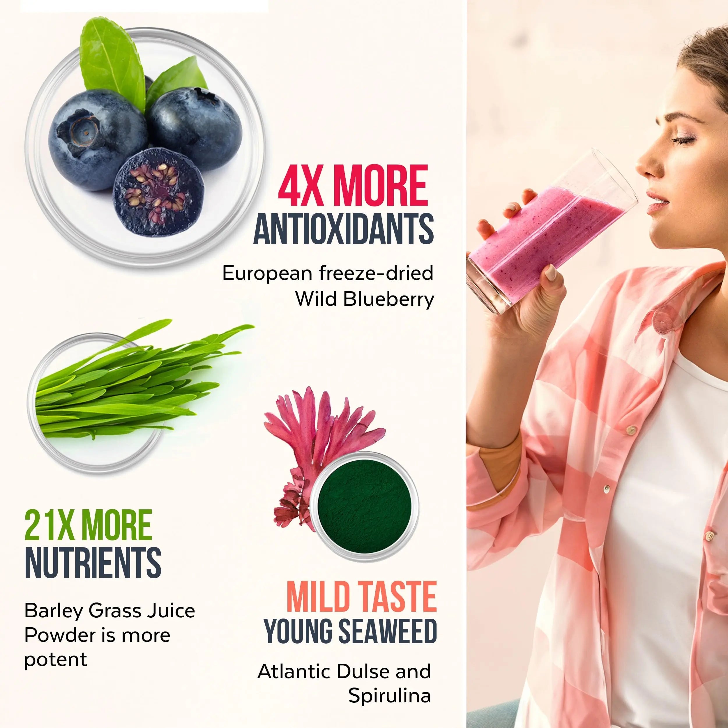 Numami Organic Detox Blueberry Smoothie Powder with Healthy Spirulina, Atlantic Dulse Numami Au supplements