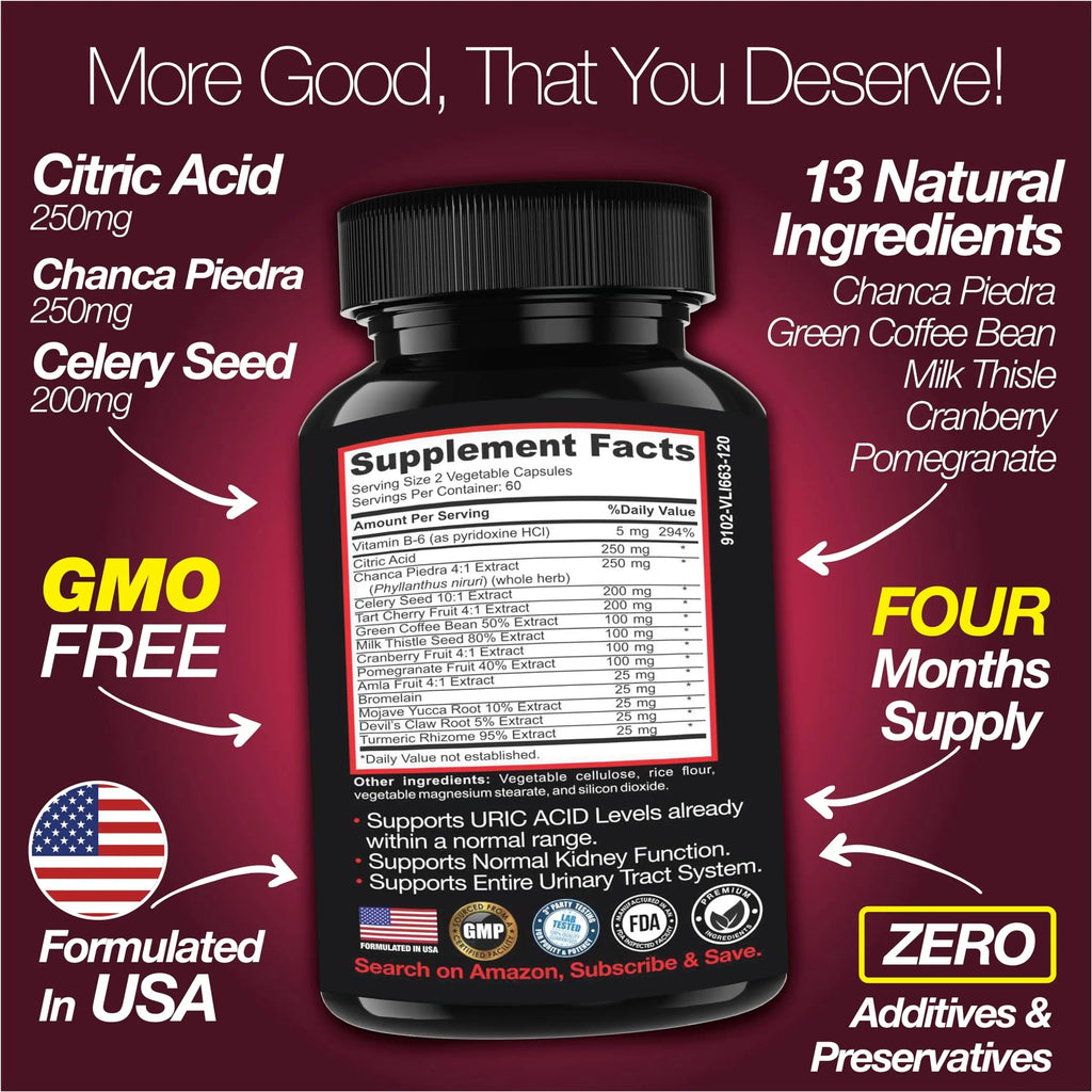 Saint Mingiano Uric Acid Flush for Gout Support -120 Capsules - Supports Kidney Cleanse Detox & Repair, Gallbladder & Urinary Tract Issues - Essential for Detox & Joint Support - Cranberry Extract Saint Mingiano Au supplements