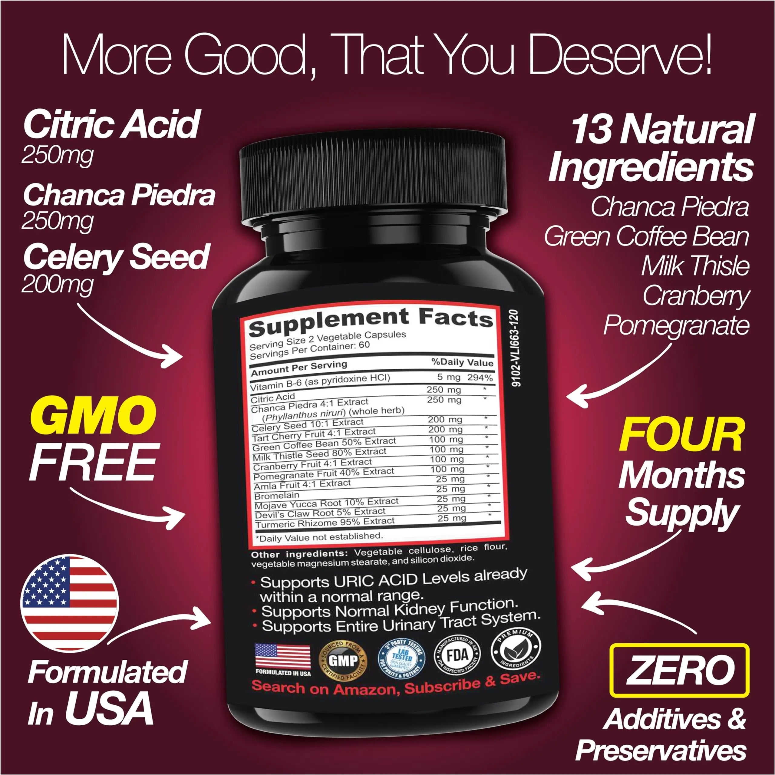 Saint Mingiano Uric Acid Flush for Gout Support -120 Capsules - Supports Kidney Cleanse Detox & Repair, Gallbladder & Urinary Tract Issues - Essential for Detox & Joint Support - Cranberry Extract Saint Mingiano Au supplements