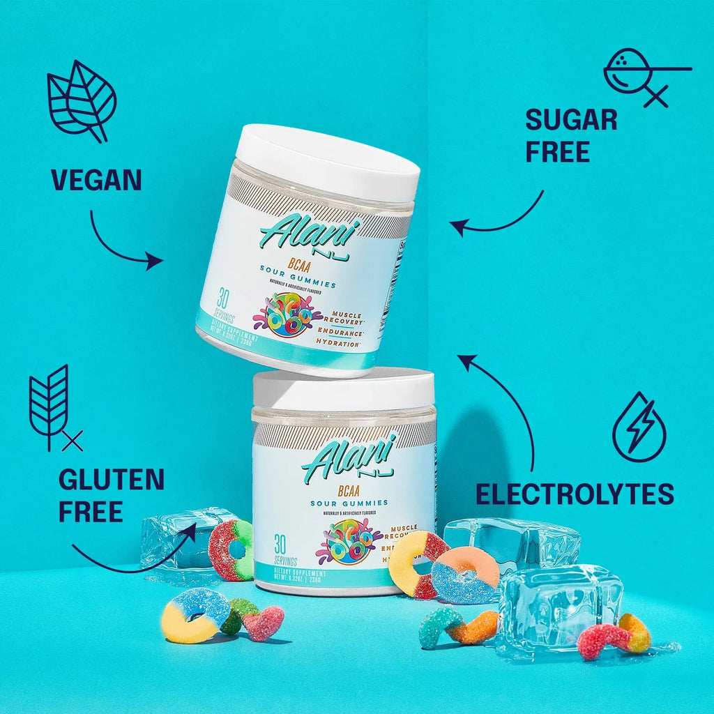 Alani Nu Breezeberry Pre Workout and BCAA Sour Gummies Post Workout Powder Bundle Alani Nu Au supplements