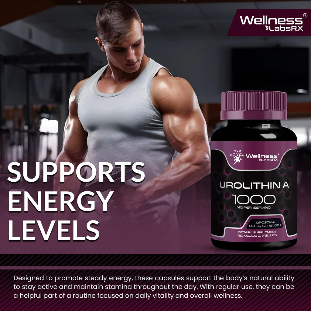 Urolithin A Supplement Capsules 1,000mg (98.9% Pure) – Advanced Urolithin A+ Formula for Cellular Renewal & Mitochondrial Support