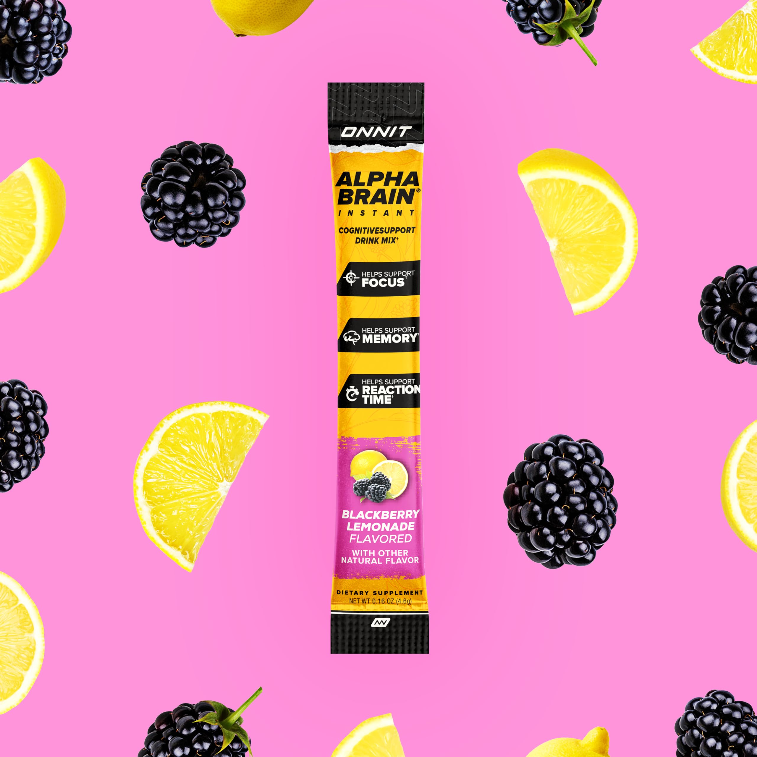 ONNIT Alpha Brain Instant Cognitive Support Drink Mix, BlackBerry Lemonade Flavor, Nootropic Supplement for Focus, Memory, and Clarity, 0.13 oz Packets, 30 Count ONNIT Au supplements