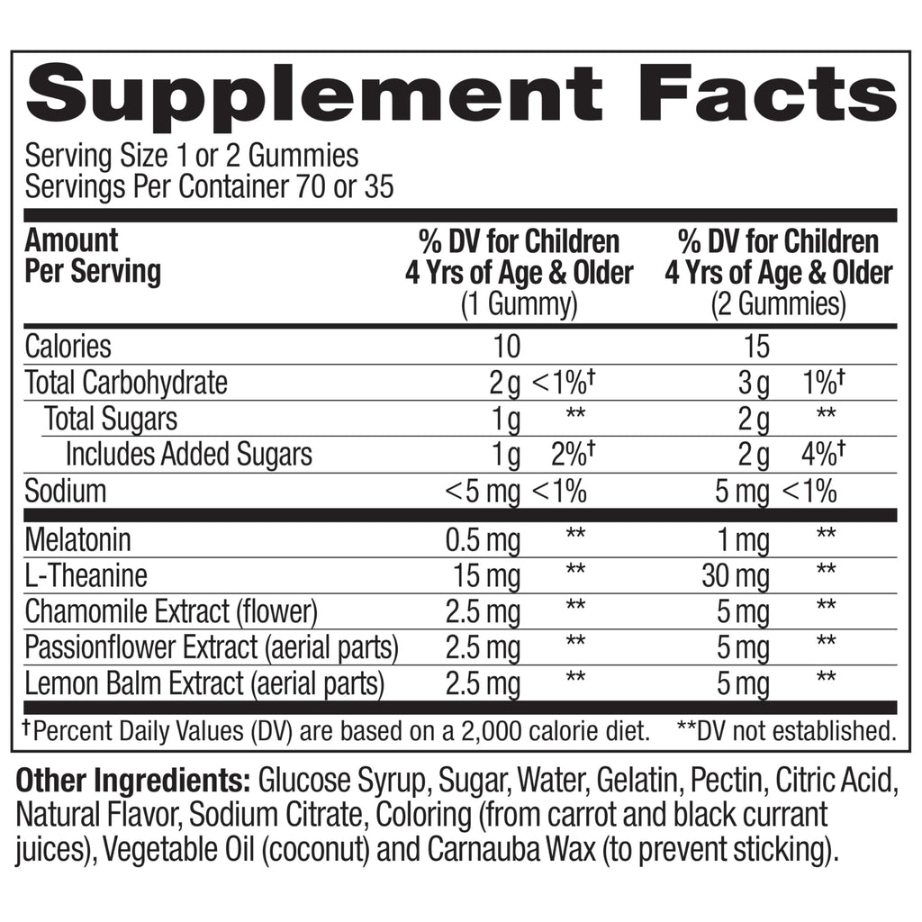 OLLY Kids Sleep Gummies, 0.5mg Melatonin, L Theanine, Chamomile, and Lemon Balm, Raspberry - 70 Count