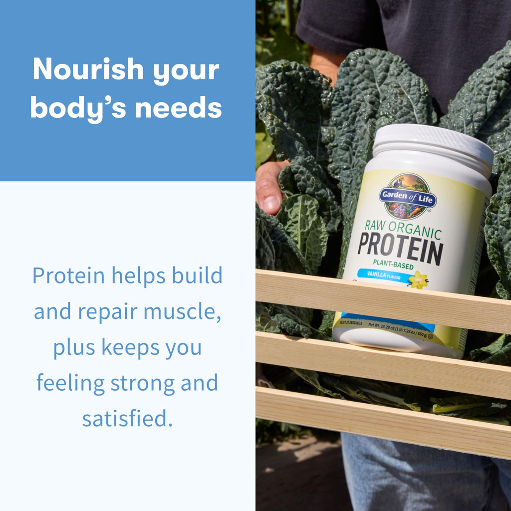 Garden Of Life Protein Powder, Vegan Protein Powder, Bcaa, Probiotics & Digestive Enzymes, Gluten & Lactose Free, Vanilla, 23.28 Ounce