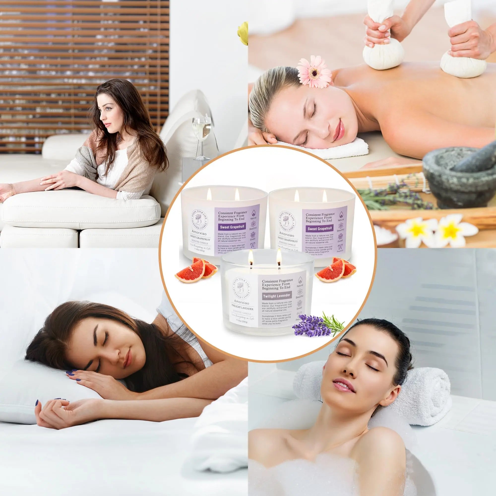3 Pack Candles for Home Scented, 34.8 oz 240 Hour Long Lasting Candles Set, Grapefruit &Lavender ROSIANS Au supplements