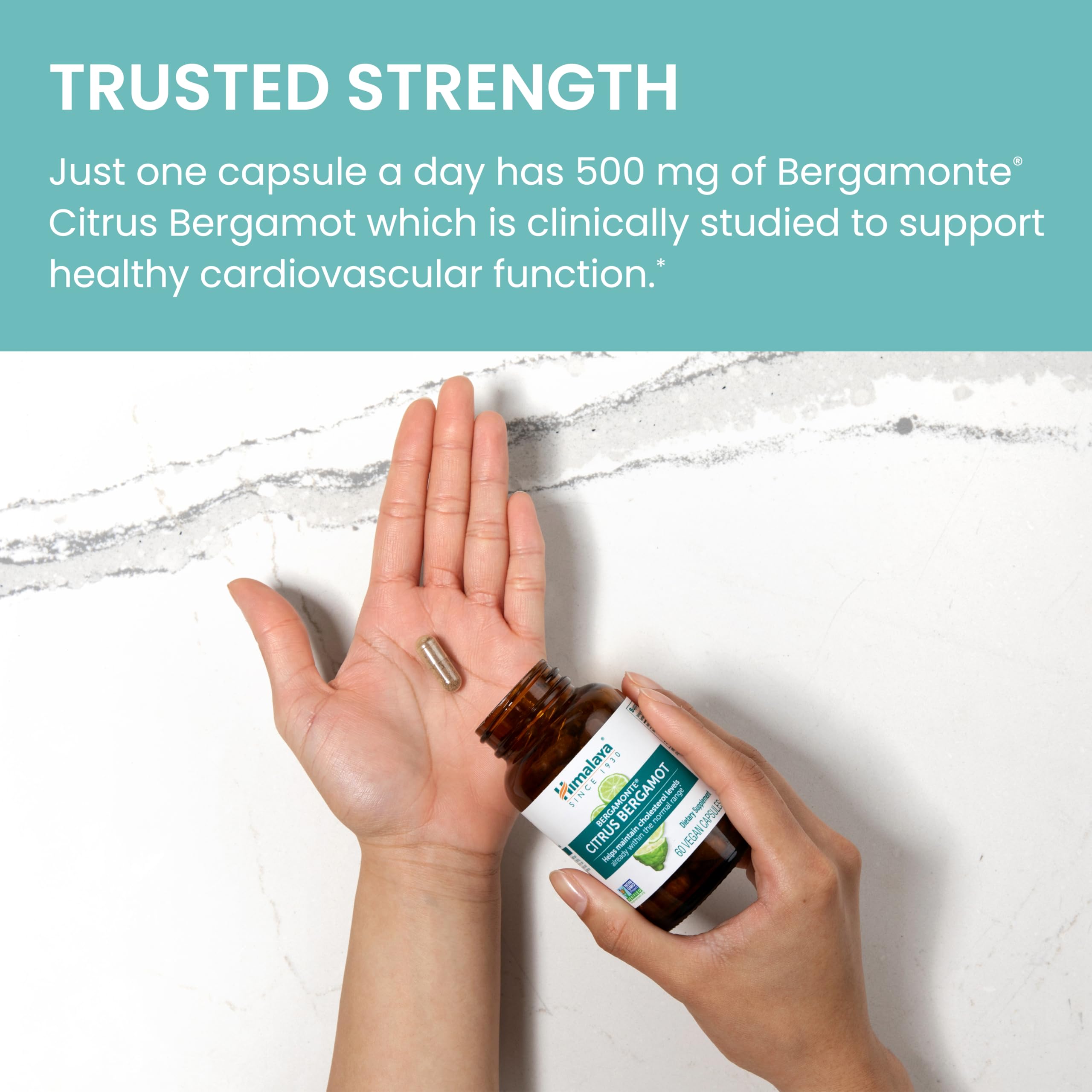 Himalaya Citrus Bergamot, Herbal Supplement for Daily Wellness, Vegan, Gluten Free, 500 mg Bergamonte® Extract, 60 Capsules
