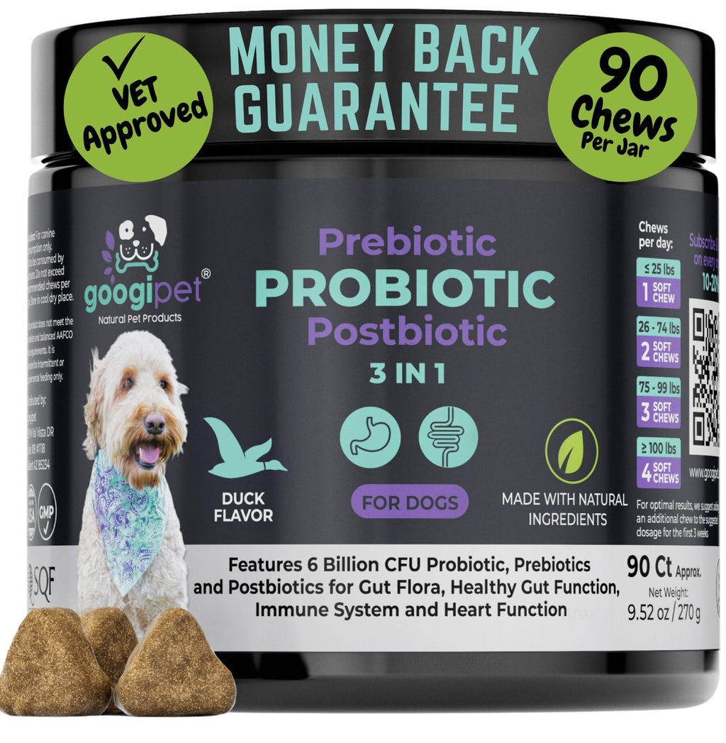Googipet Probiotics for Dogs Digestive Health - Prebiotics and Probiotics Chews for Dog Yeast Infection Treatment + Digestive Enzymes - Dog Probiotics for Itchy Skin & Ears w/Papaya, Pumpkin, & Fiber GOOGIPET NATURAL PET PRODUCTS Au supplements