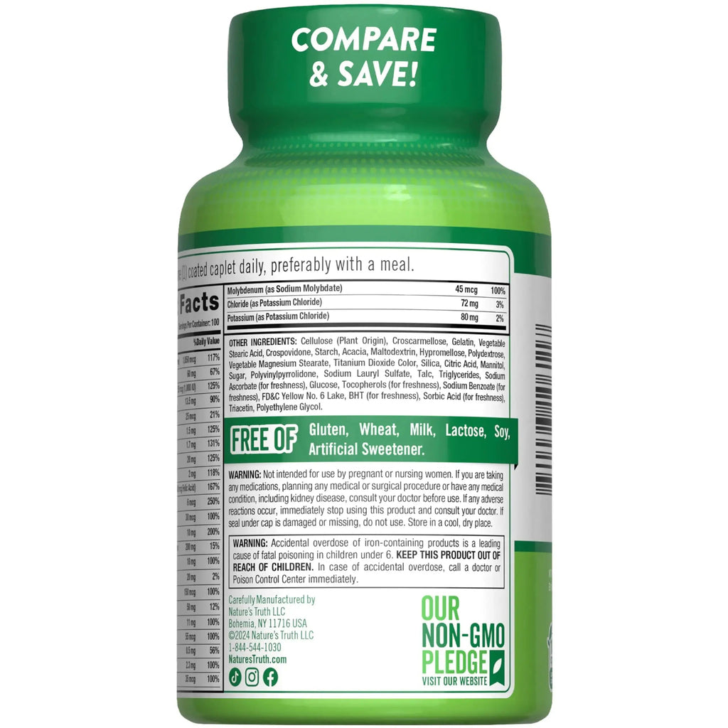 Nature's Truth Adult ABC Complete Multivitamin for Men and Women | 100 Caplets | Non-GMO & Gluten Free Nature's Truth Au supplements