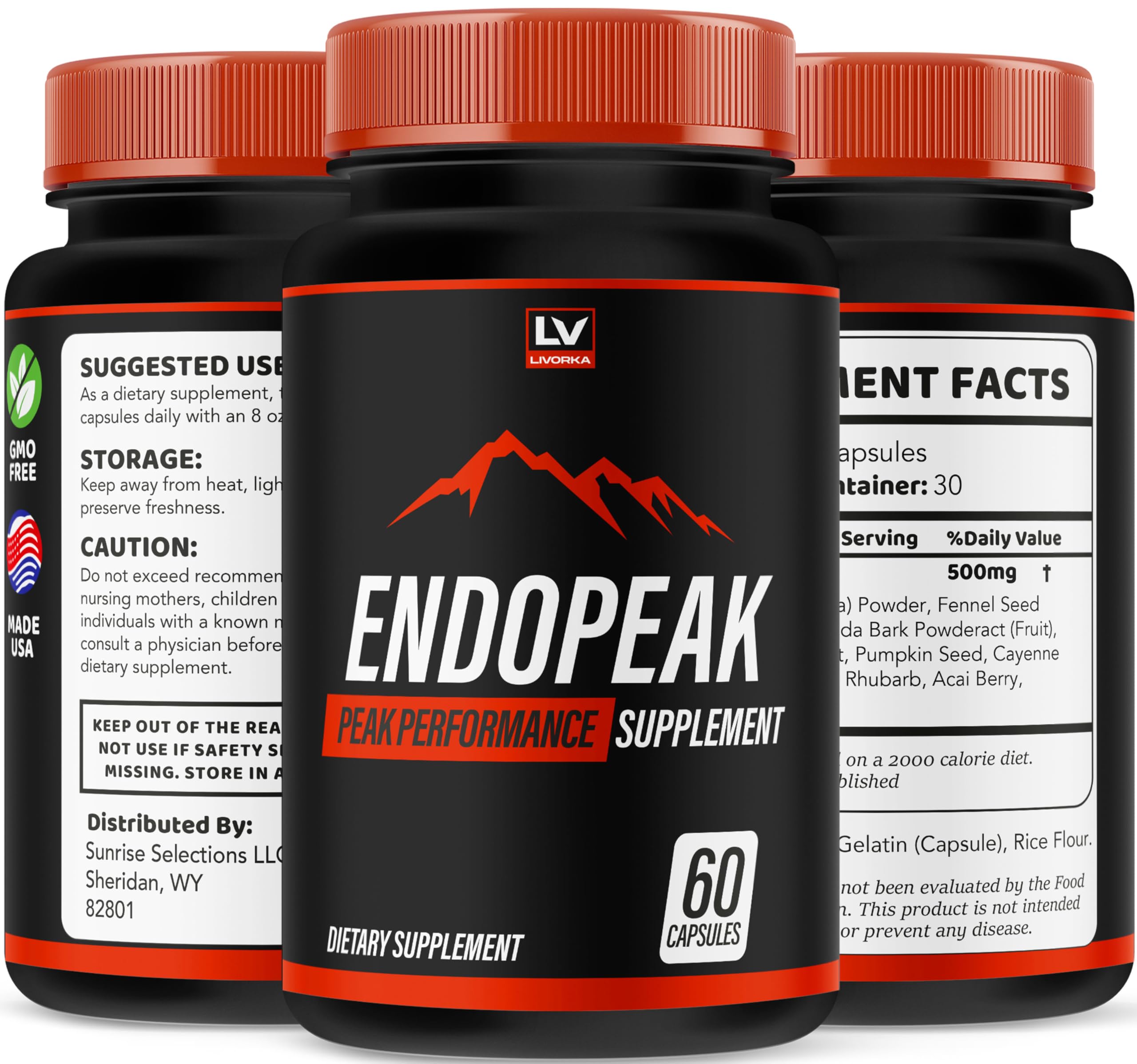 (5 Pack) Endopeak Capsules, Official Advanced Formula, 300 Capsules for 5 Months LIVORKA Au supplements