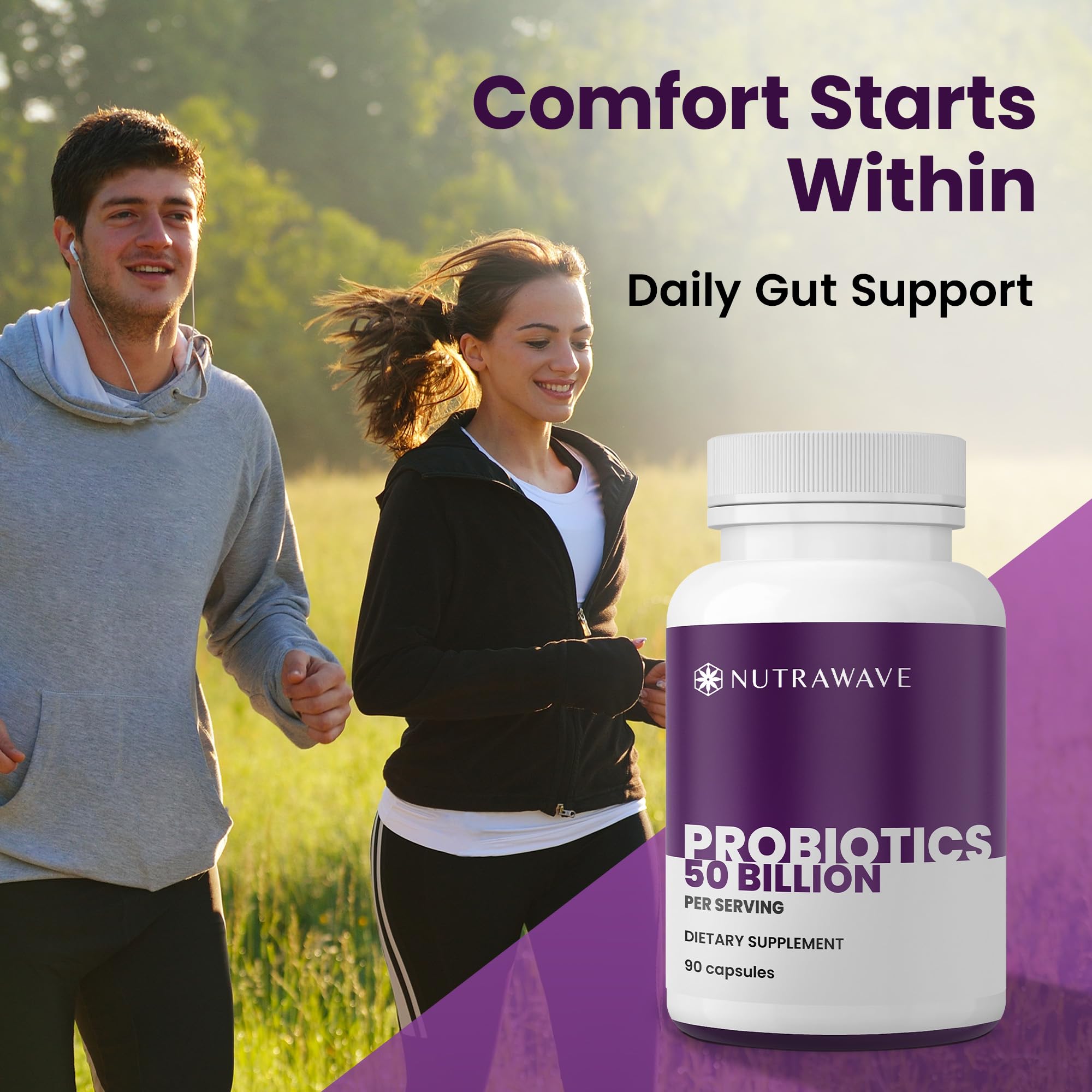 Nutrawave 50 Billion Probiotics for Women & Men, 15 Strains Active Culture. Relieves Bloating & Constipation, Improved Digestion & Gut Health Supplement, Vegan. 60 Powerful Small Capsules. Nutra Wave Au supplements