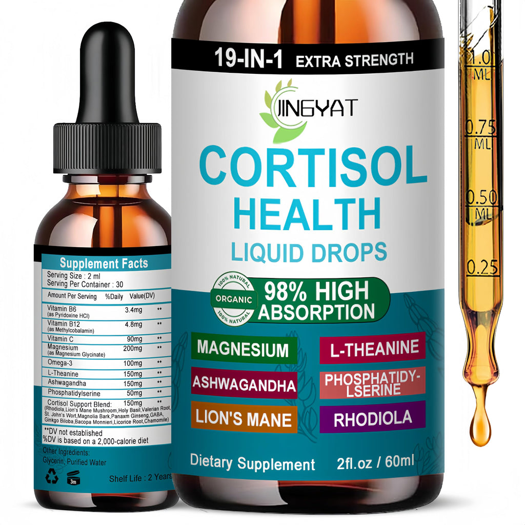Cortisol Supplements for Women,19-in-1 Cortisol Supplement Liquid Drops w/Magnesium,L-Theanine,Ashwagandha,Omega-3, High Absorption Hormone Balanced for Women Drops - Sleep Focus Mood, Non-GMO JINGYAT Au supplements