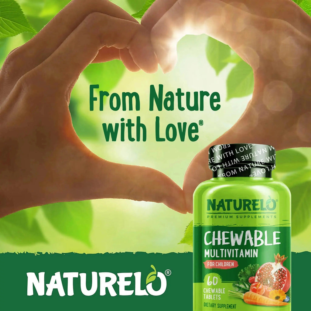 NATURELO Chewable Vitamin for Kids Multivitamin with Whole Food Organic Fruit Blend - 60 Tablets for Children NATURELO Au supplements