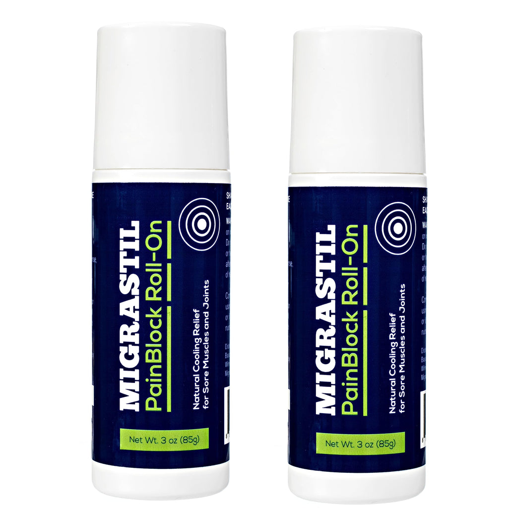 Migrastil PainBlock Roll-On 3 oz - Topical Roll-On for Muscle Aches, Cramps, Joint & Nerve Discomfort. Works Great on Shoulders, Neck, Feet, Knees, Legs, Back, Elbows, HIPS, Etc. (2) Basic Vigor Au supplements