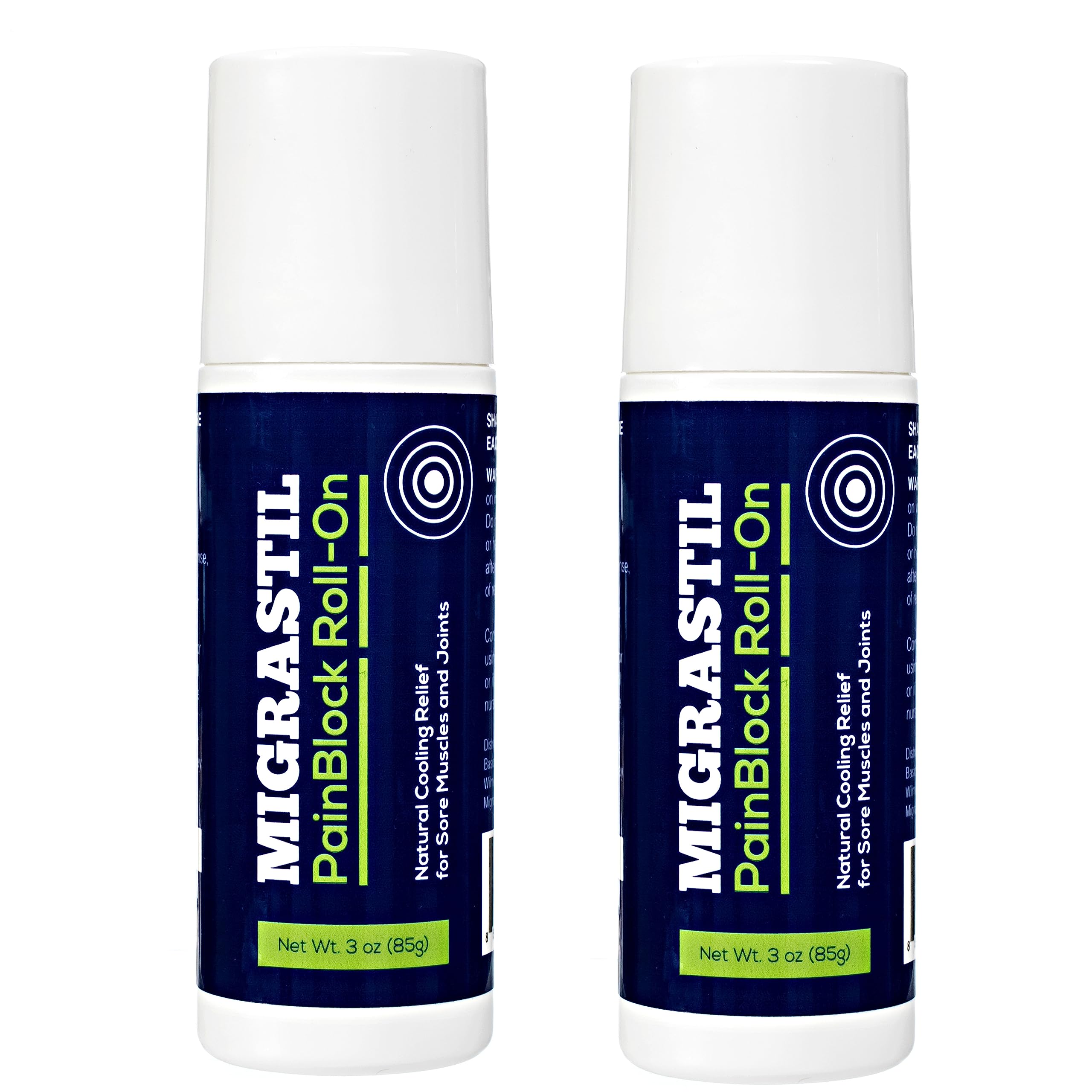 Migrastil PainBlock Roll-On 3 oz - Topical Roll-On for Muscle Aches, Cramps, Joint & Nerve Discomfort. Works Great on Shoulders, Neck, Feet, Knees, Legs, Back, Elbows, HIPS, Etc. (2) Basic Vigor Au supplements
