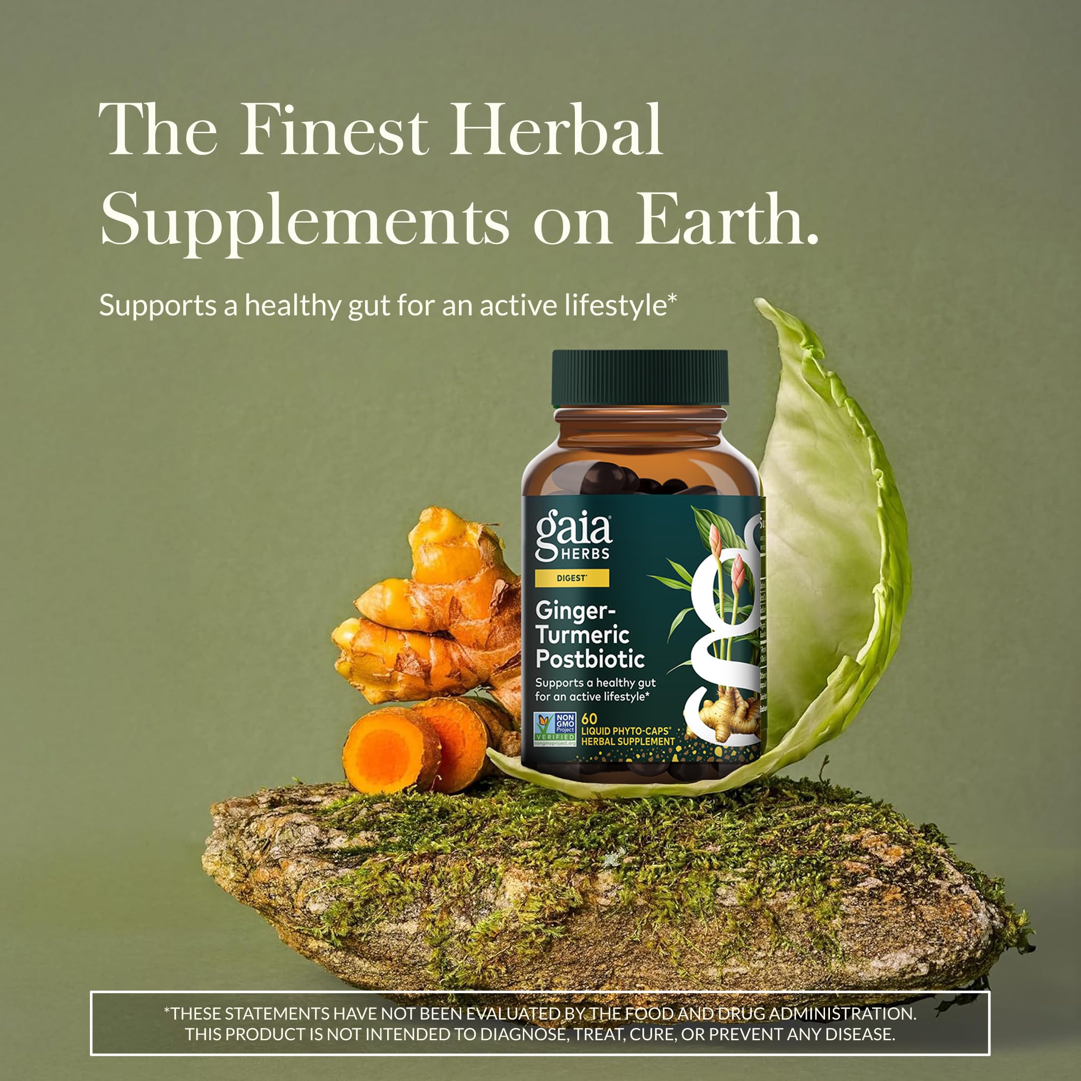 Gaia Herbs Ginger-Turmeric Postbiotic - Healthy Gut Support* - 60 Vegan Liquid Phyto-Caps (30 Servings) Gaia Herbs Au supplements