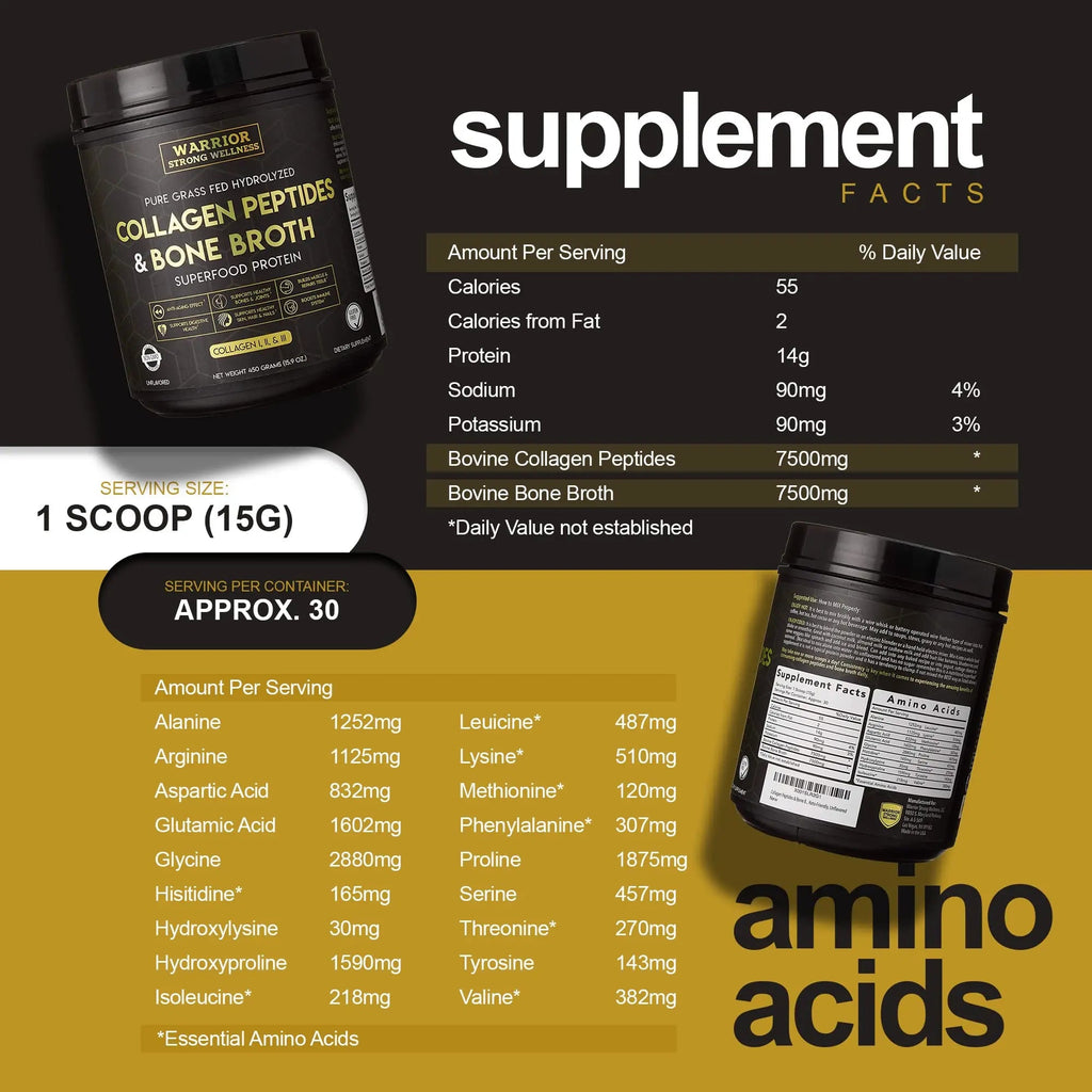 Warrior Strong Wellness Premium Collagen Peptides Bone Broth: Grass Fed Hydrolyzed Warrior Strong Wellness Au supplements