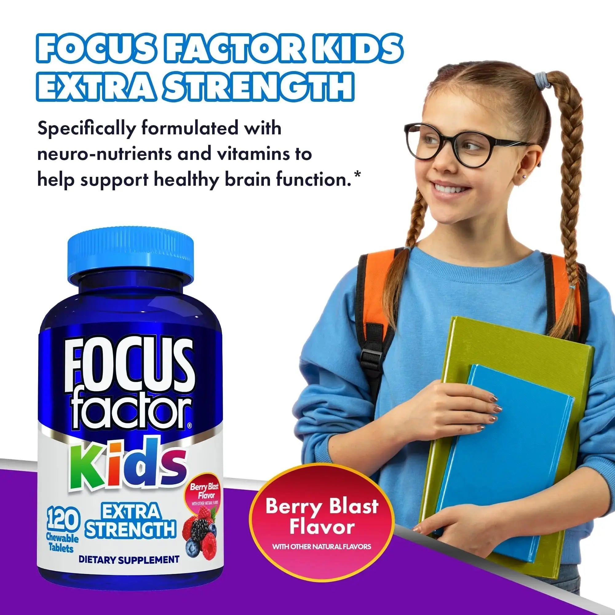 Focus Factor Kids Extra Strength Daily Chewable for Brain Health Support, 120 Count – Vitamins - Quality Formula Focus Factor Au supplements