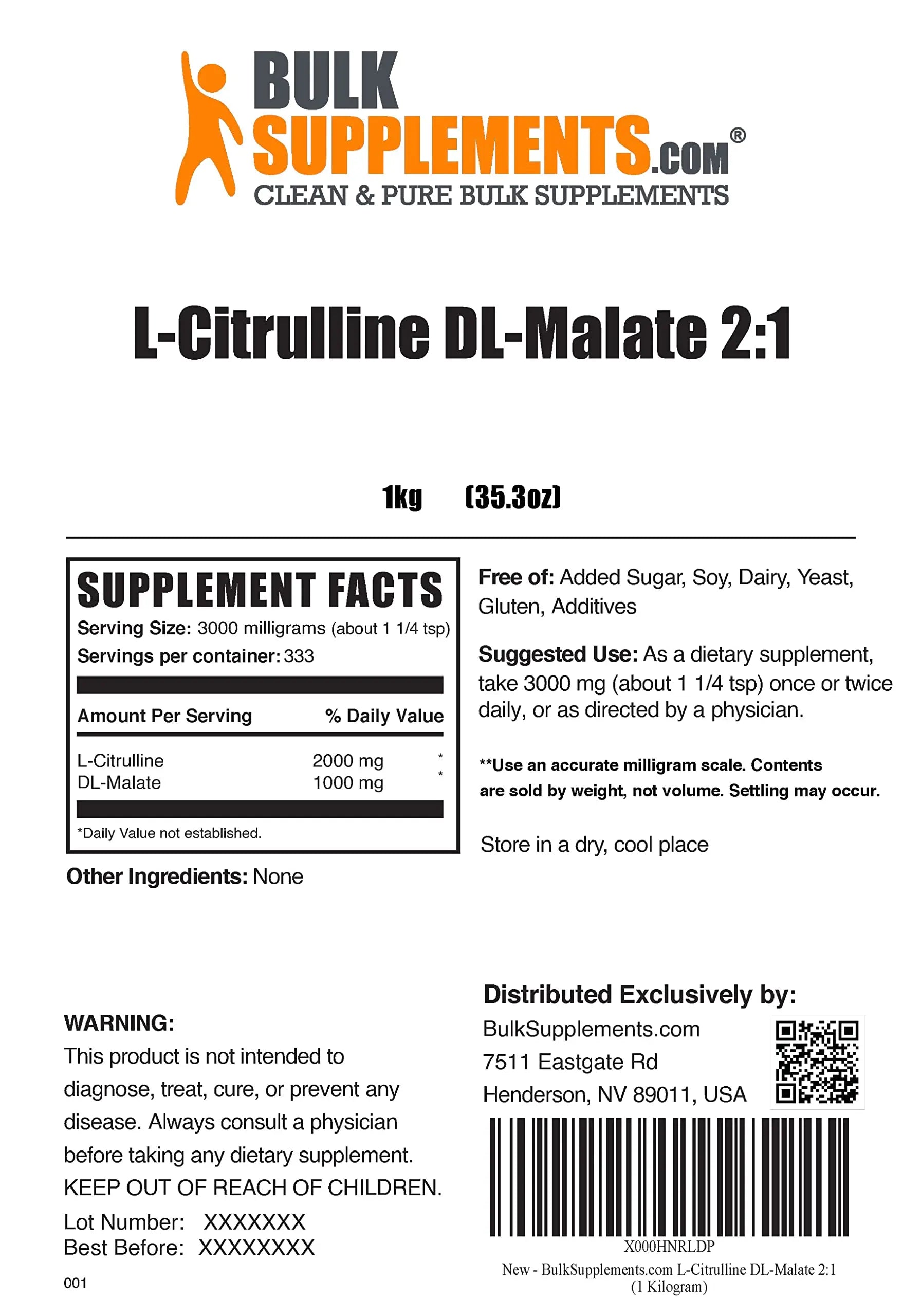 BULKSUPPLEMENTS.COM L-Citrulline Malate 2:1 Powder 1KG with, Beta Alanine Powder BULKSUPPLEMENTS.COM Au supplements