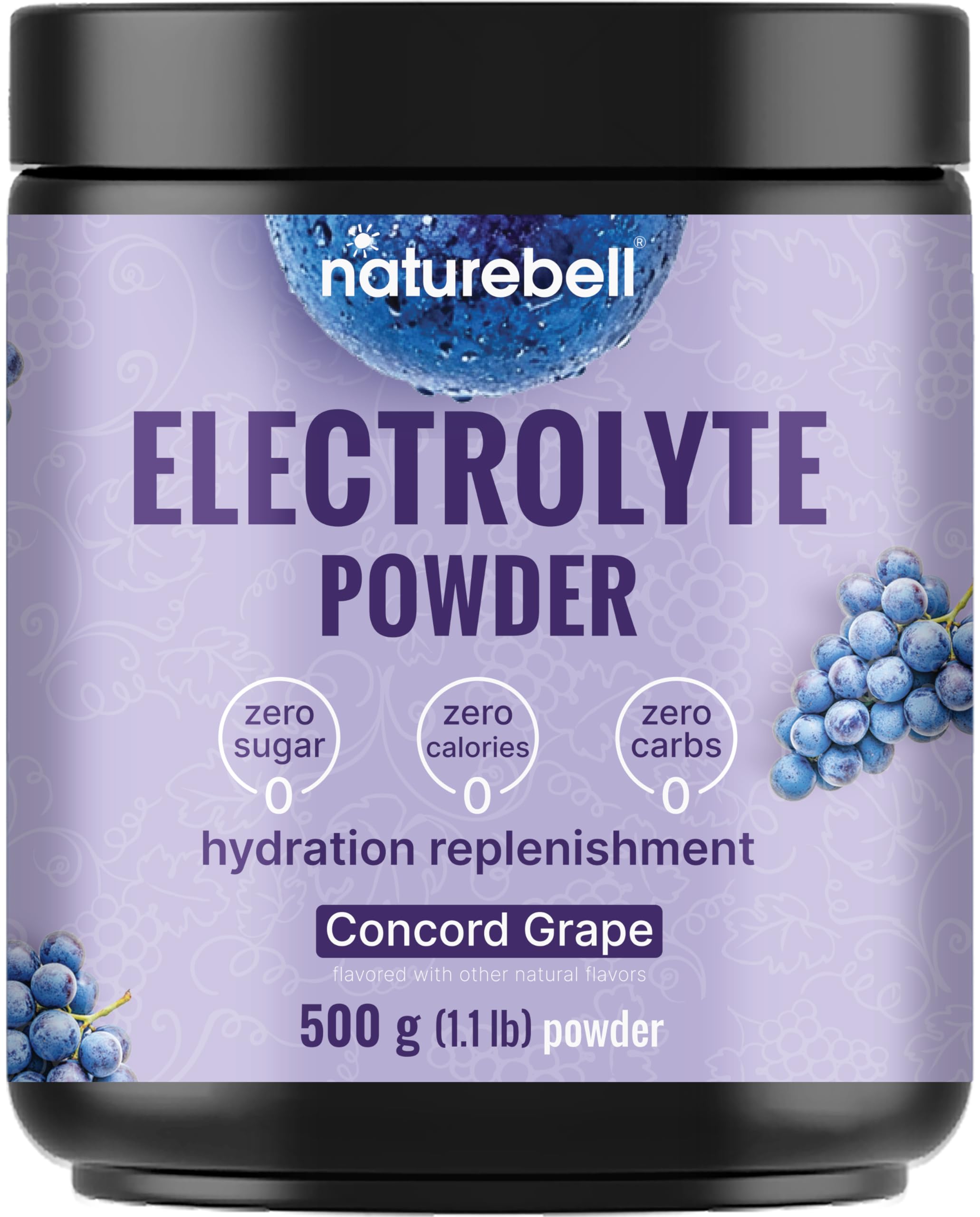 NatureBell Electrolytes Powder No Sugar, 500g (76 Servings) | Keto Fast Hydration Powder, Carnivore-Friendly Electrolyte – 1,000mg High Potassium, Minerals,