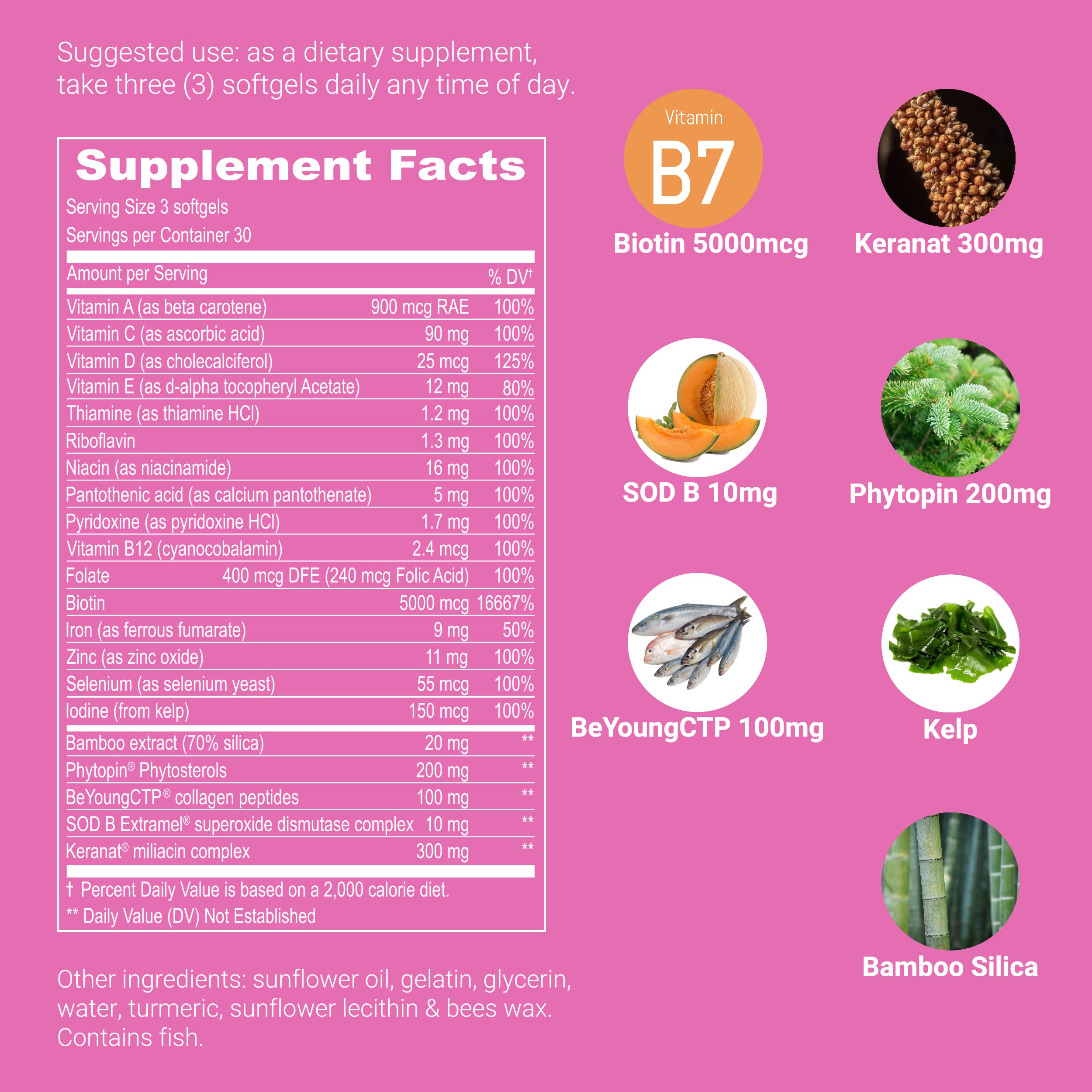 UpNourish Hair Growth Vitamins for Women - Proven Hair Supplement with KERANAT, DHT Blocker PHYTOPIN, Biotin 5000 mcg & SOD, Hair Vitamins for Faster Hair Growth, Hair Loss & Thinning Hair - 90 ct UpNourish Au supplements