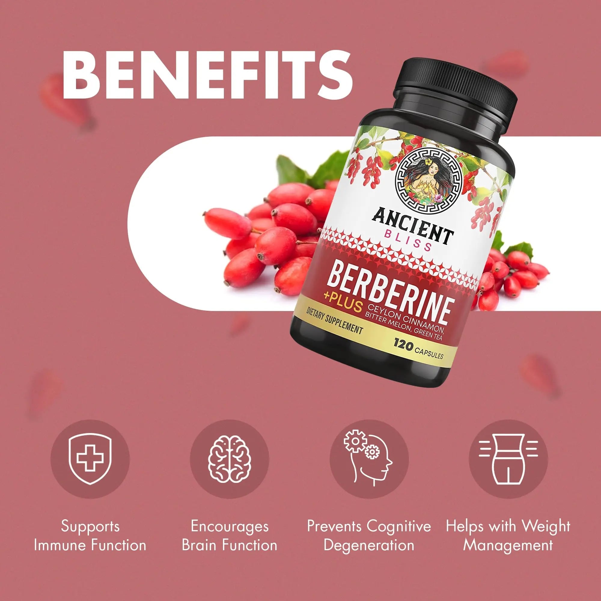 Ancient Bliss Berberine HCL 1200mg with Ceylon Cinnamon, Bitter Melon, and Green Tea Ancient Bliss Au supplements