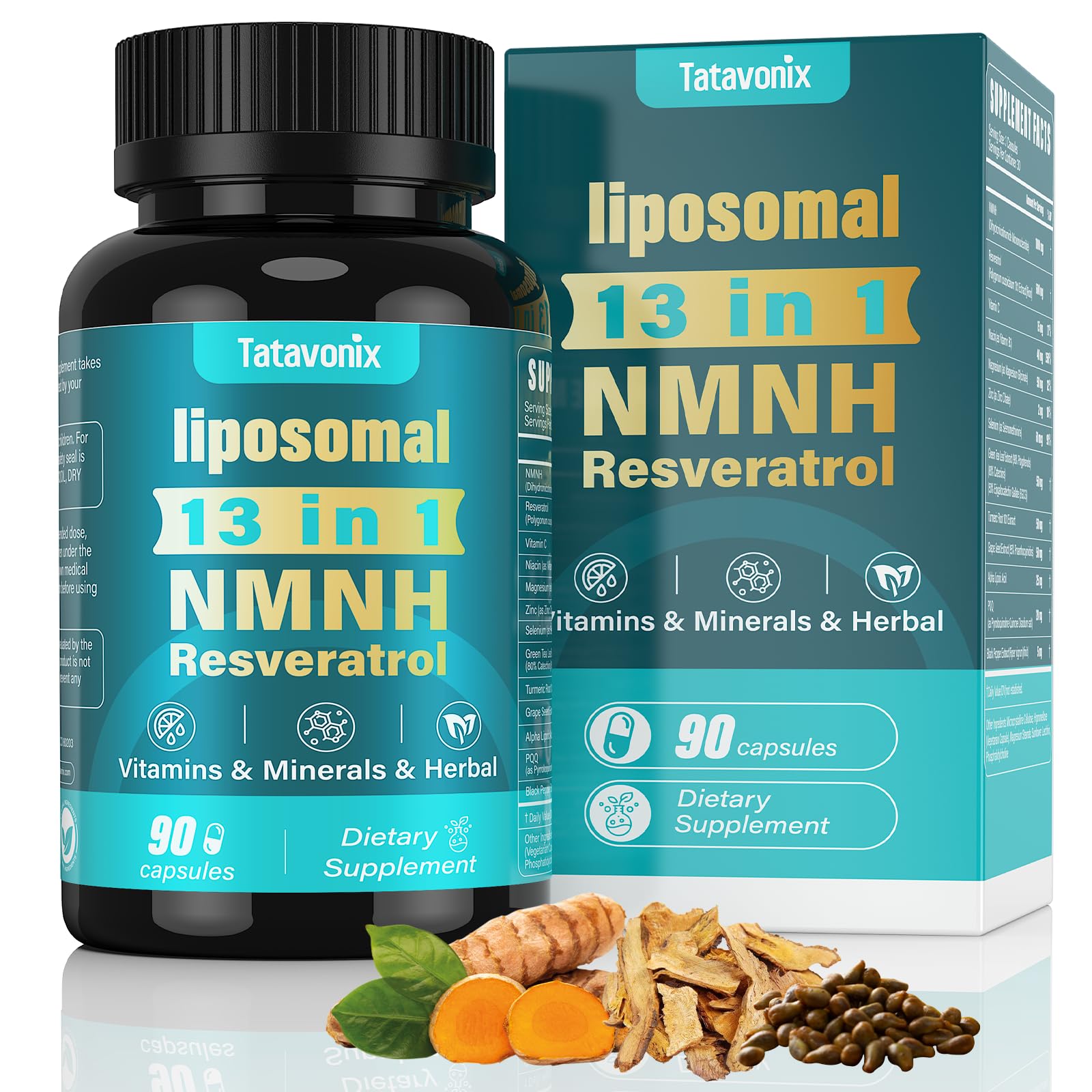 NMNH (Dihydronicotinamide Mononucleotide) 1000mg per Serving - NMN Alternative with Liposomal NAD+, Resveratrol & PQQ| Non-GMO, Gluten-Free | Supports Energy, Focus & Healthy Aging | 90 Capsules Tatavonix Au supplements