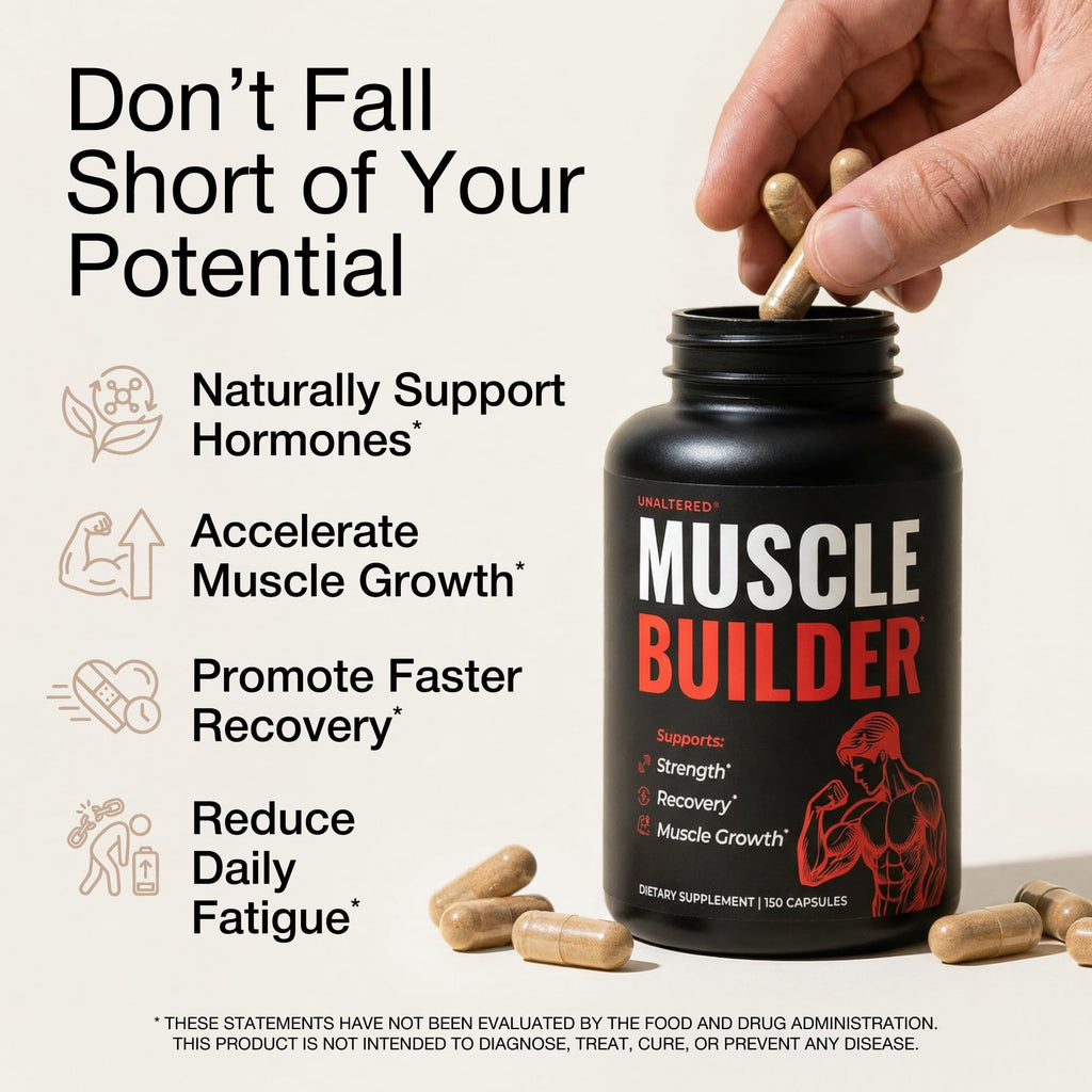 UNALTERED Anabolic Muscle Builder for Men - Growth, Size, Strength - Natural Muscle Building Supplement & Energy Booster - Tribulus Terrestris, Ginseng, Vitamin D3, Ashwagandha - 150 Capsules UNALTERED Au supplements