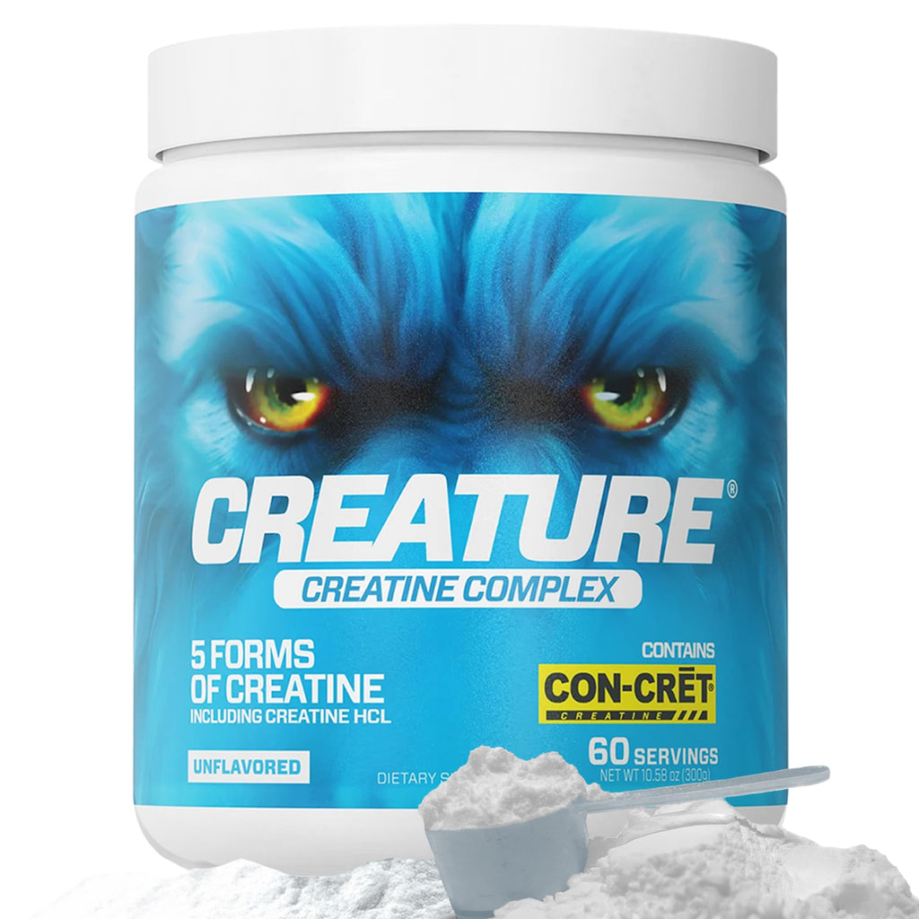 CREATURE® Creatine Complex - Creatine Monohydrate Powder with 5 Types of Creatine Including Con-Crēt® Creatine HCL, Promotes Muscle, Strength, Endurance, Brain Health, Unflavored, 300g 60 Servings CREATURE Au supplements
