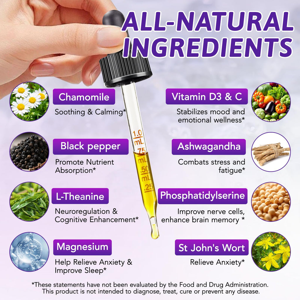 NIFEISHI Cortisol Reducer & Manager Liquid Drops for Women & Men | Cortisol Supplements with Ashwagandha & Magnesium | 9-in-1 Stress & Mood Support, Blueberry Flavor-2.02 floz NIFEISHI Au supplements
