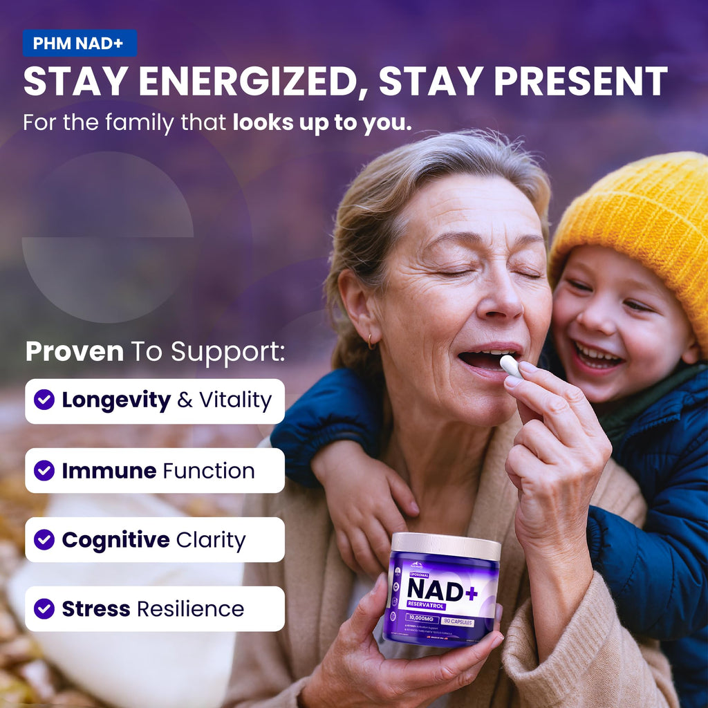 PURE HEALTH MAX PHM NAD Resveratrol Supplement - 10,000MG Extra Strength | NAD+ Liposomal Supplements for Men and Women | NMN & NMNH Alternative | 90 Capsules, 1.5 Months Supply PURE HEALTH MAX Au supplements