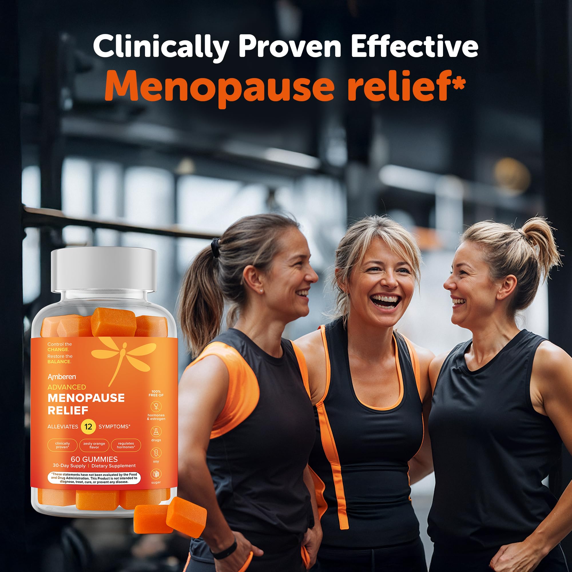 Amberen Menopause Supplement for Women, 60 Gummies, Clinically Proven, Helps Support Hormone Balance, Helps Relieve 12 Menopause Symptoms: Hot Flashes, Night Sweats, Mood Swings and More Amberen Au supplements