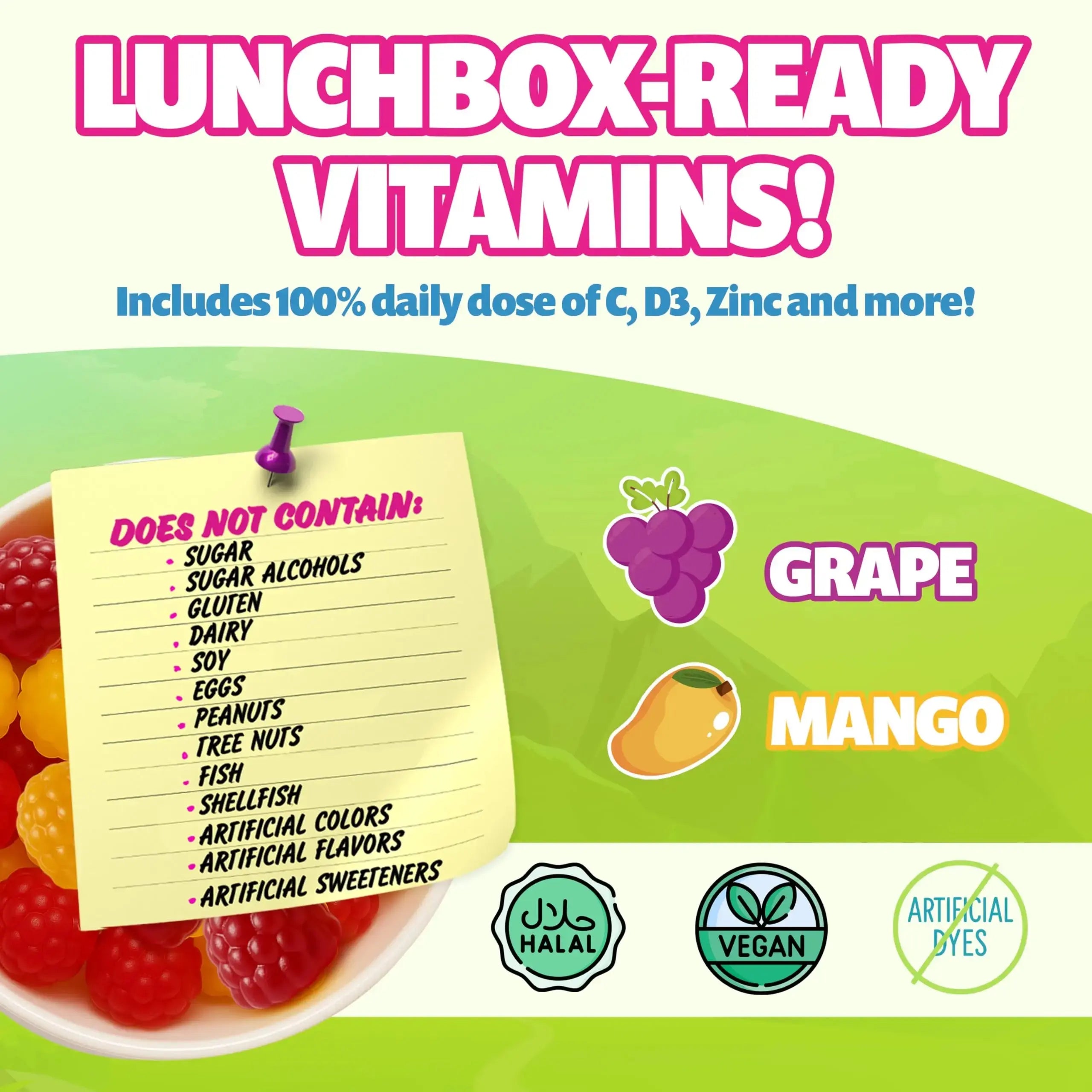 Kids Daily Multivitamin - Healthy Snacks For Kids – No Sugar, No Dyes, Monk Fruit Sweetened, Vegan, Gluten-Free- 100% Daily Value of Vitamins C, D3, Zinc Jelly.Boo Au supplements